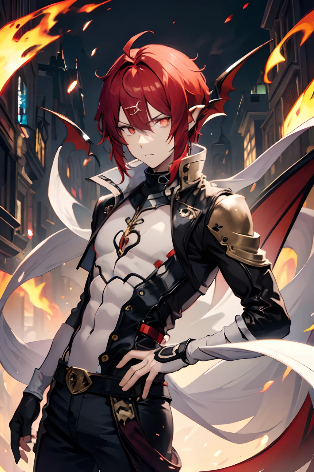 1 boy, Red Hair, ((((Red Draconic eyes)))) best res, good face