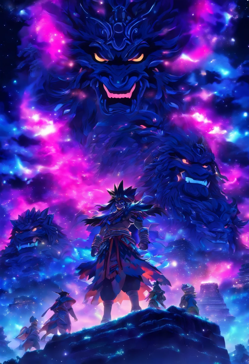 (((Noche))) La mejor calidad, Ultra-high resolution, CG detallado 4K, Obra maestra, Monos, Dios maya, Vestimenta maya, Mayan Mythology, mexico, Noche, Medianoche, esthetic, ((Dios Mono)) , hermosa imagen, centrado en la pantalla