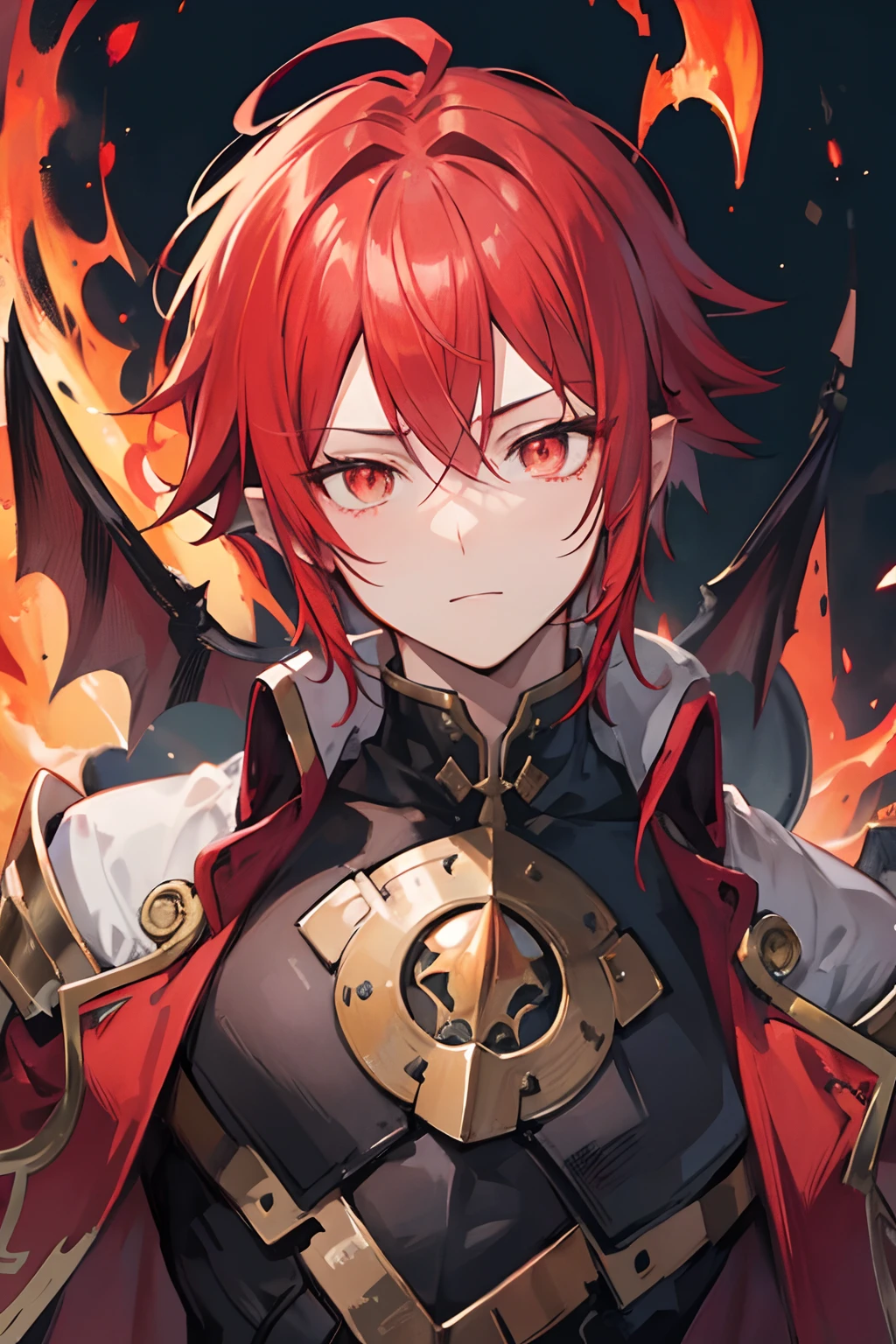 1 boy, Red Hair, ((((Red Draconic eyes)))) best res, good face