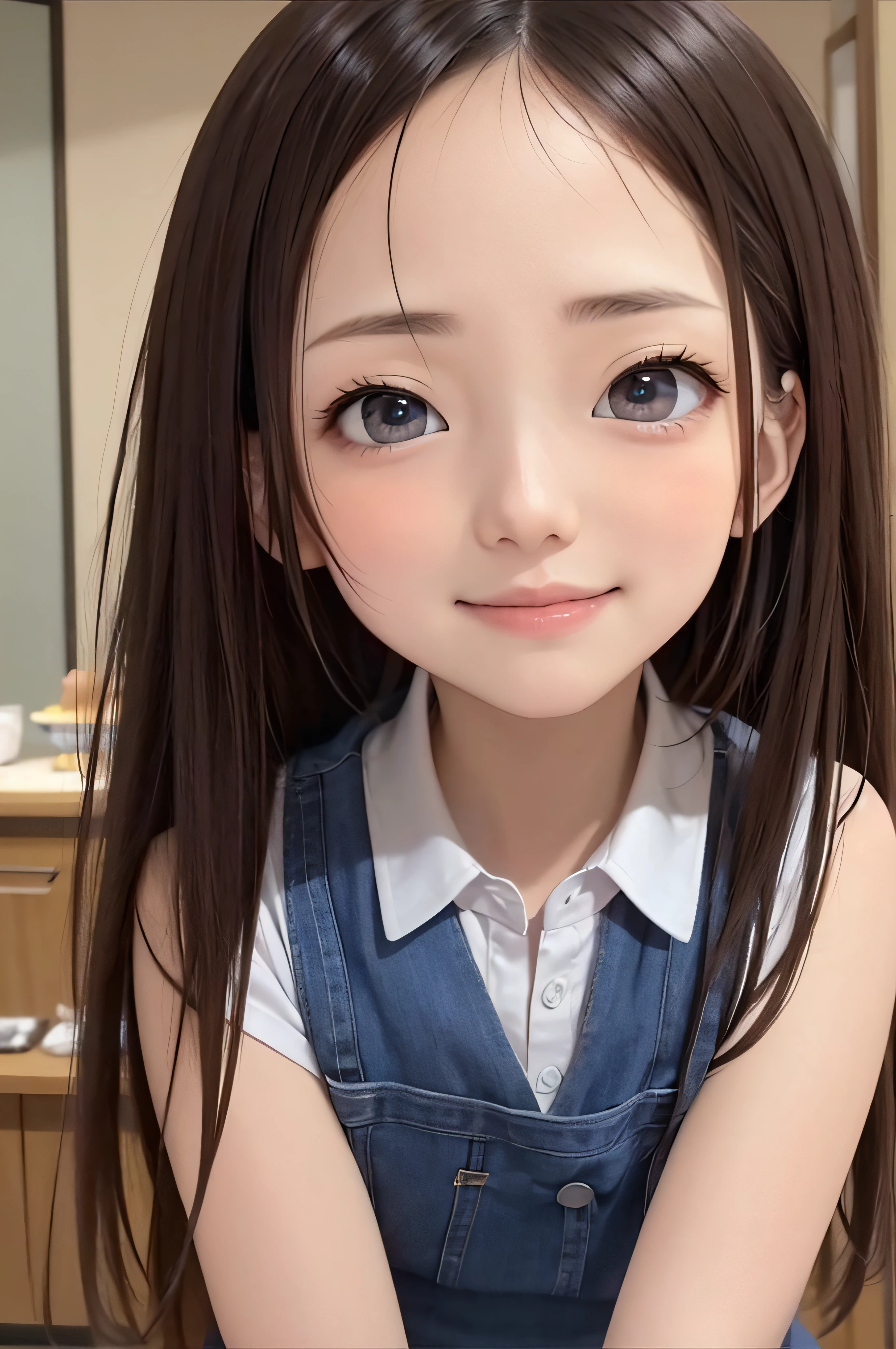 、brown haired、beautidful eyes、real looking skin、hi-school girl、small tits、(8K、masterpiece)、(reallistic、Photorealsitic)、top-quality、ighly detailed、The ultra-detailliert、Beautie、cute little、japanes、idol、a smile、Close-up portrait、Healthy face
