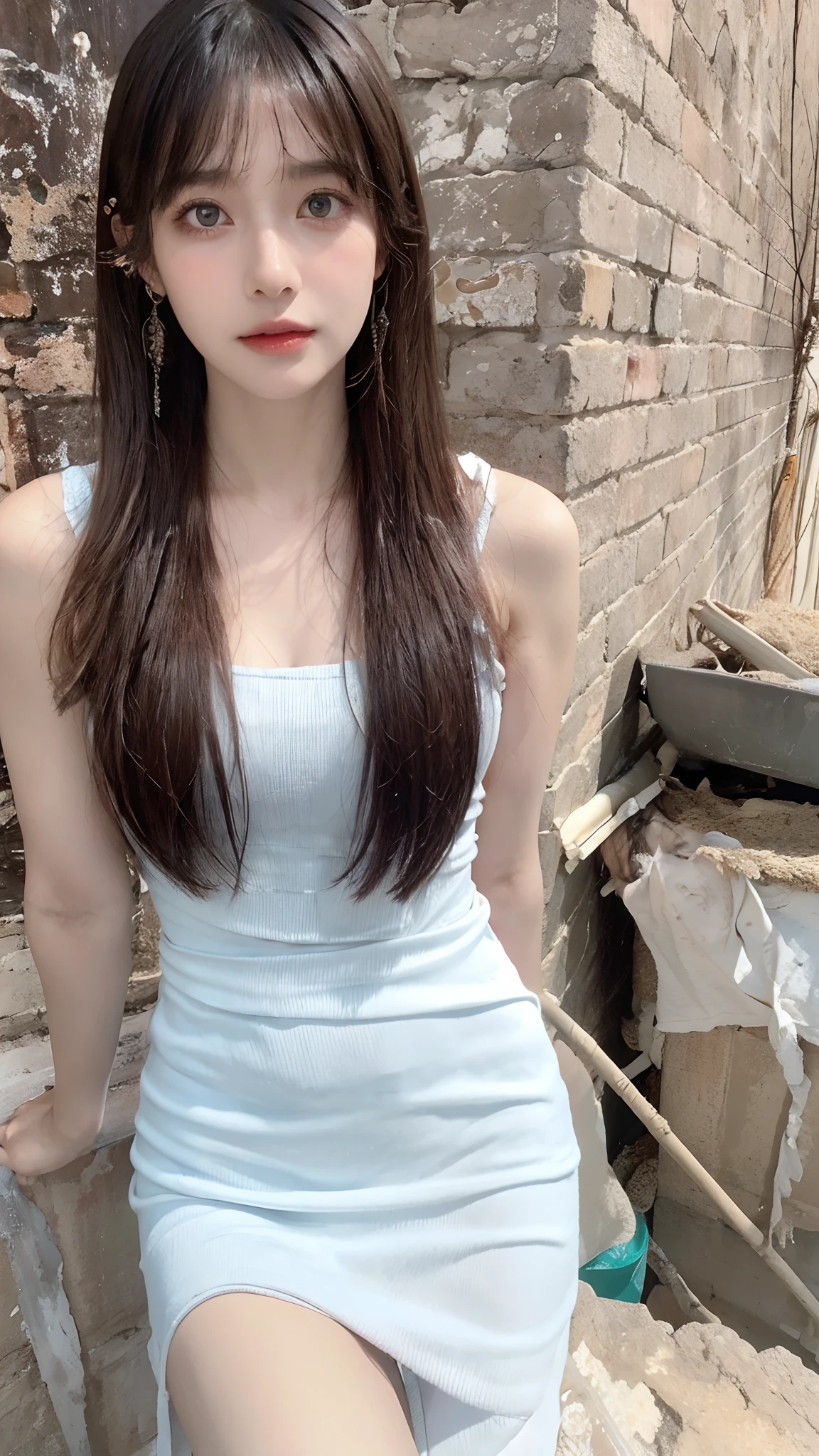 Top quality, Masterpiece, 超高分辨率, (Realistic, : 1.4), Original photo, (True skin texture: 1.3), (filmgrain: 1.3), in a panoramic view, Portrait, Very wide lens, Narrow waist, cowboy lens, (bangs, Inconspicuous, Cold light,) Night, Close-up, Tears, Short hair, neck long, ears sticking out, bangs, Big eyes, Brightly Colored Eyes, In the house, Dust, Tindall effect, (Facial expression), Sitting, (hitting a wall), Crying, Frowning, (Looking down), Nervousness, Tears, smiling happily
one girl, eyes and face with beautiful details, White jabot, pink dark V, Brown eyes,