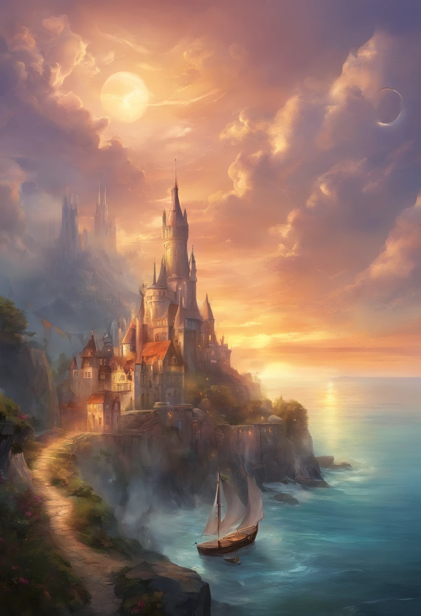 seaside city medieval europe magic fantasy