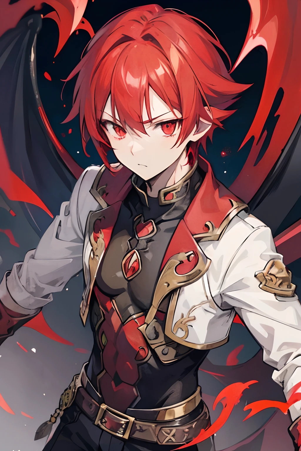 1 boy, Red Hair, ((((Red Draconic eyes)))) best res, good face