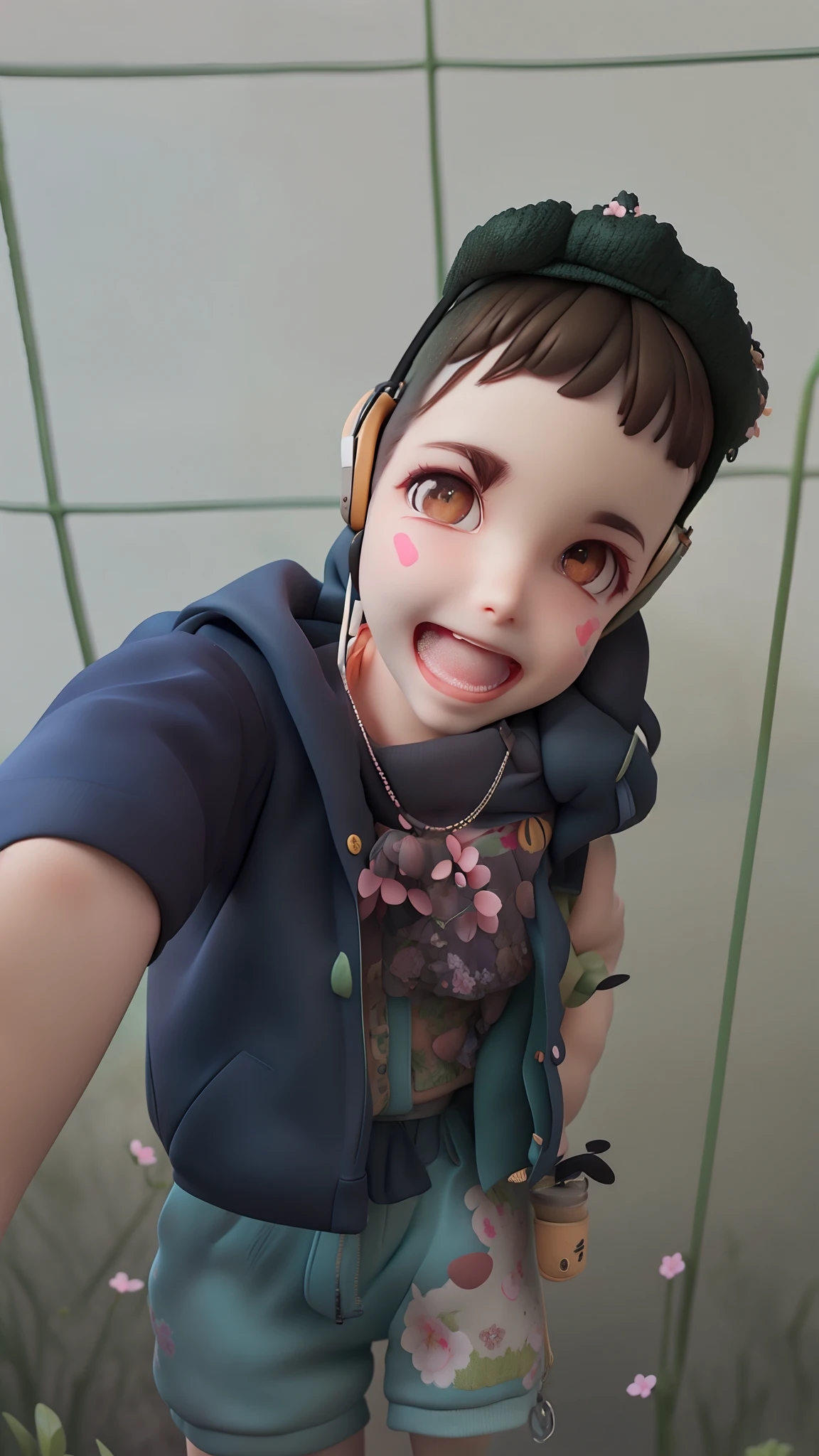 (masterpiece),(best quality),(ultra-detailed), (full body:1.2),
1girl,chibi,cute, smile, open mouth,
flower, outdoors, playing guitar, music, beret, holding guitar, jacket, blush, tree, :3, shirt, short hair, cherry blossoms, green headwear, blurry, brown hair, blush stickers, long sleeves, bangs, headphones, black hair, pink flower,
(beautiful detailed face), (beautiful detailed eyes),