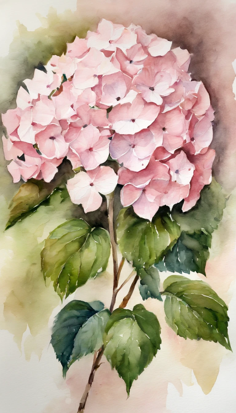 blush pink hydrangea, white background