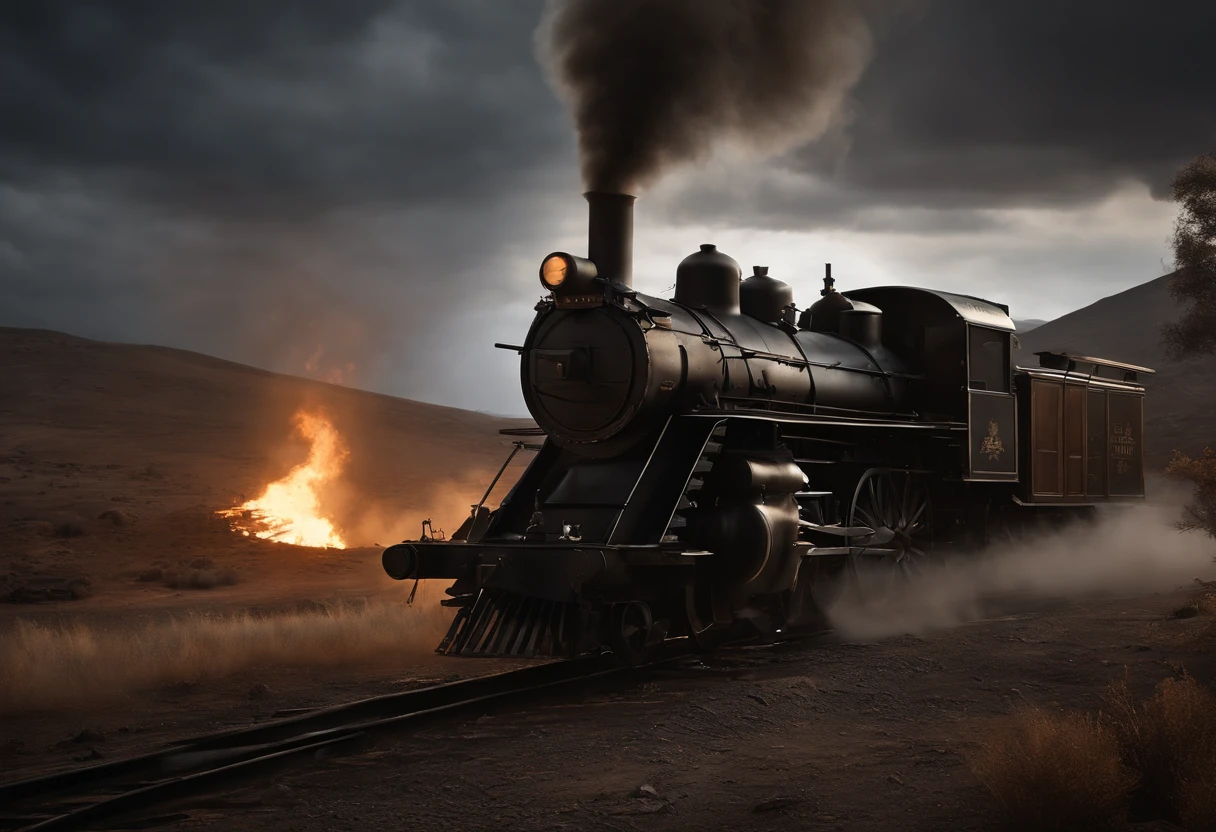 (Ultra photo realsisim, twists, Spectacular cinematic landscapes), (The battlefield after the war, Late 20th Century) (Gunsmoke fills,It's like the last days,empty of people,fire glow), (twists, Many details, Amazing lighting, stunning environment), (Dark tones, Ultra photo realsisim, High quality, Highly detailed, Sharp focus, 8K UHD, ultra-realistic realism)