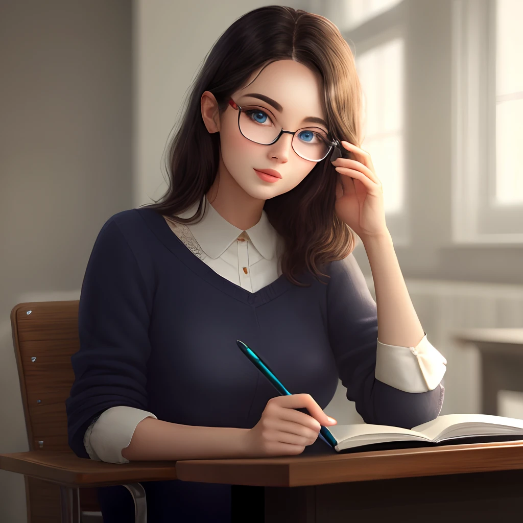 eye glasses lecture Beautuful Women A dark-haired