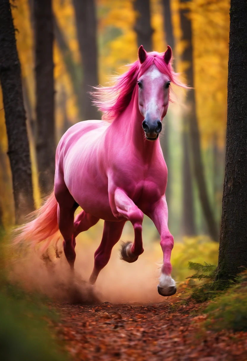 Realistic pink horse running