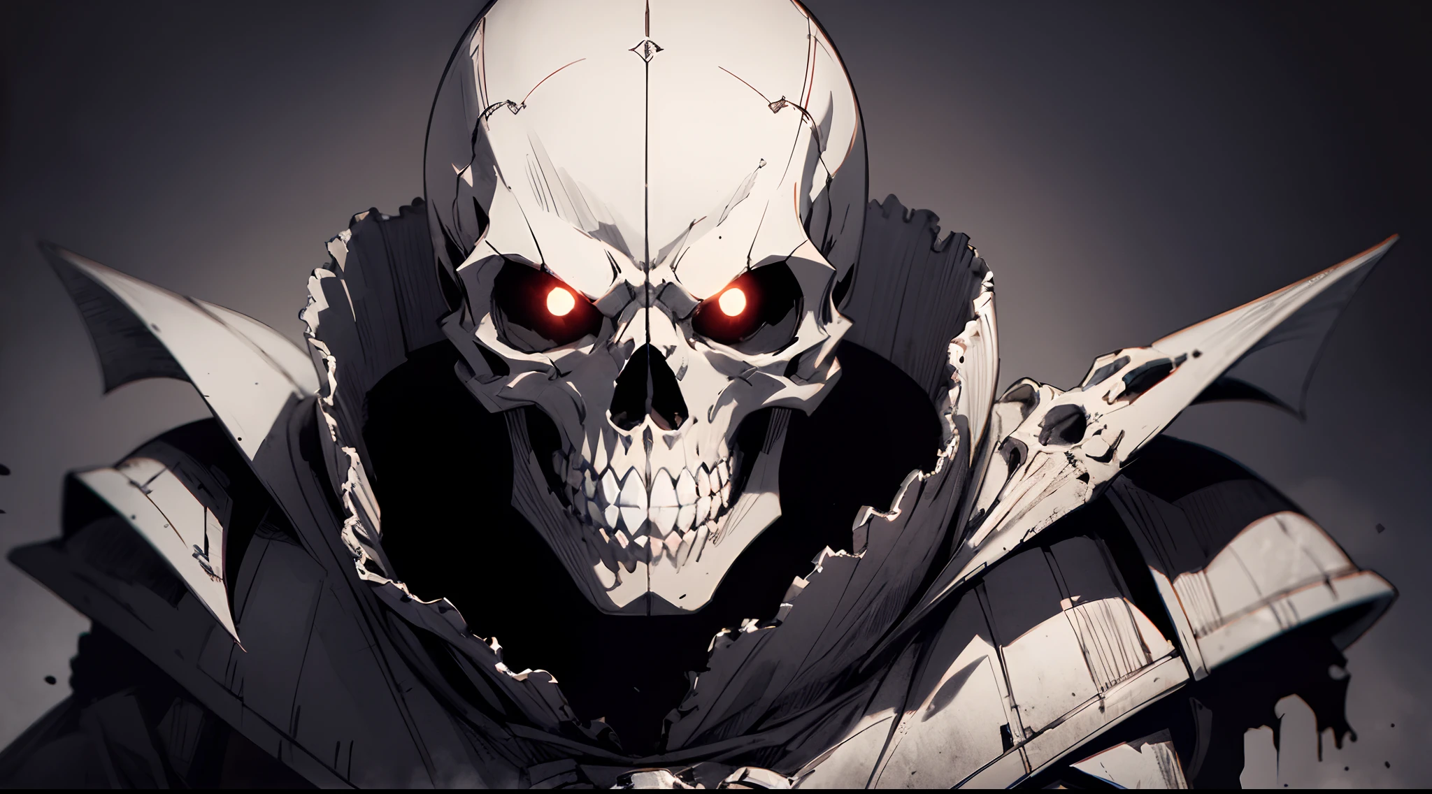 Imagine a Nordic landscape with a giant scary Nordic half-skeleton monster for a T-shirt