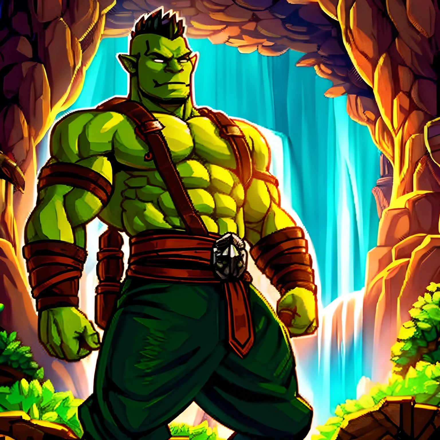 Orc
Black Hair
Mohawk hairstyle
Archer 
Plata Element
Dark Green Pants
Tall leather bootsA little-known man, Just another bounty hunter. During his adventures, this man found a nature spirit, This spirit gave him a magic orb. Alguns meses depois esse homen achou um madragoro de um metro, esse madragoro foi conquistado pela sua boa aura de floresta por causa de seus poderes do elemento planta