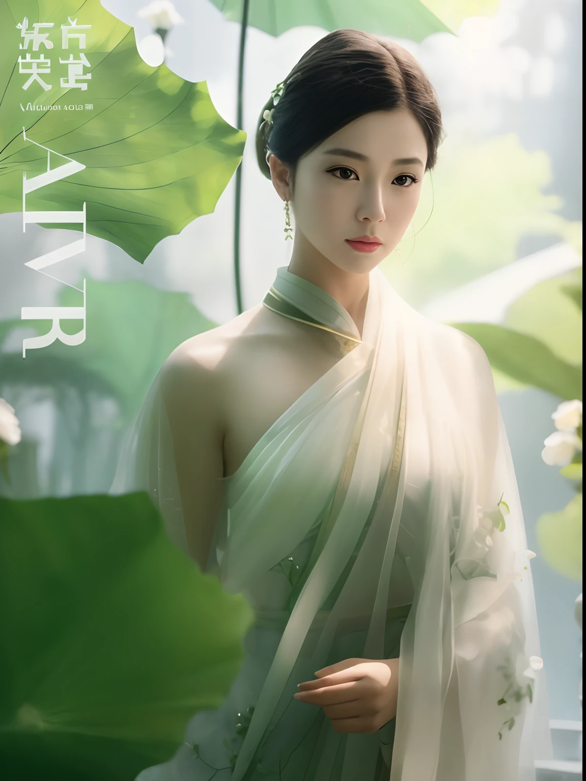 Image of Alafi in a woman in a white dress standing in front of greenery, author：Xia Yong, Artgerm and Ruan Jia, Official artwork, Ethereal beauty, Ruan Jia and Artgerm, Inspired by Xiao Yuncong, official fanart, inspired by Ma Yuanyu, Palace ， A girl in Hanfu, shaxi