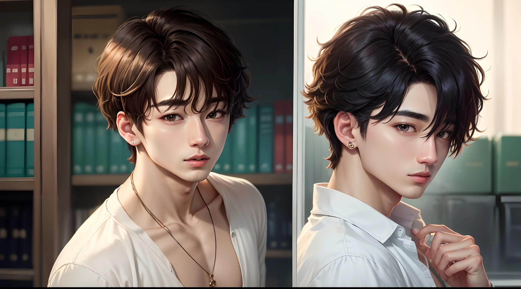 Jungkook cabelo longo e cacheado