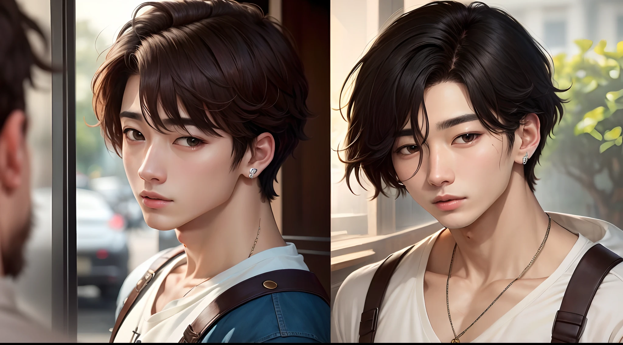 Jungkook cabelo longo e cacheado
