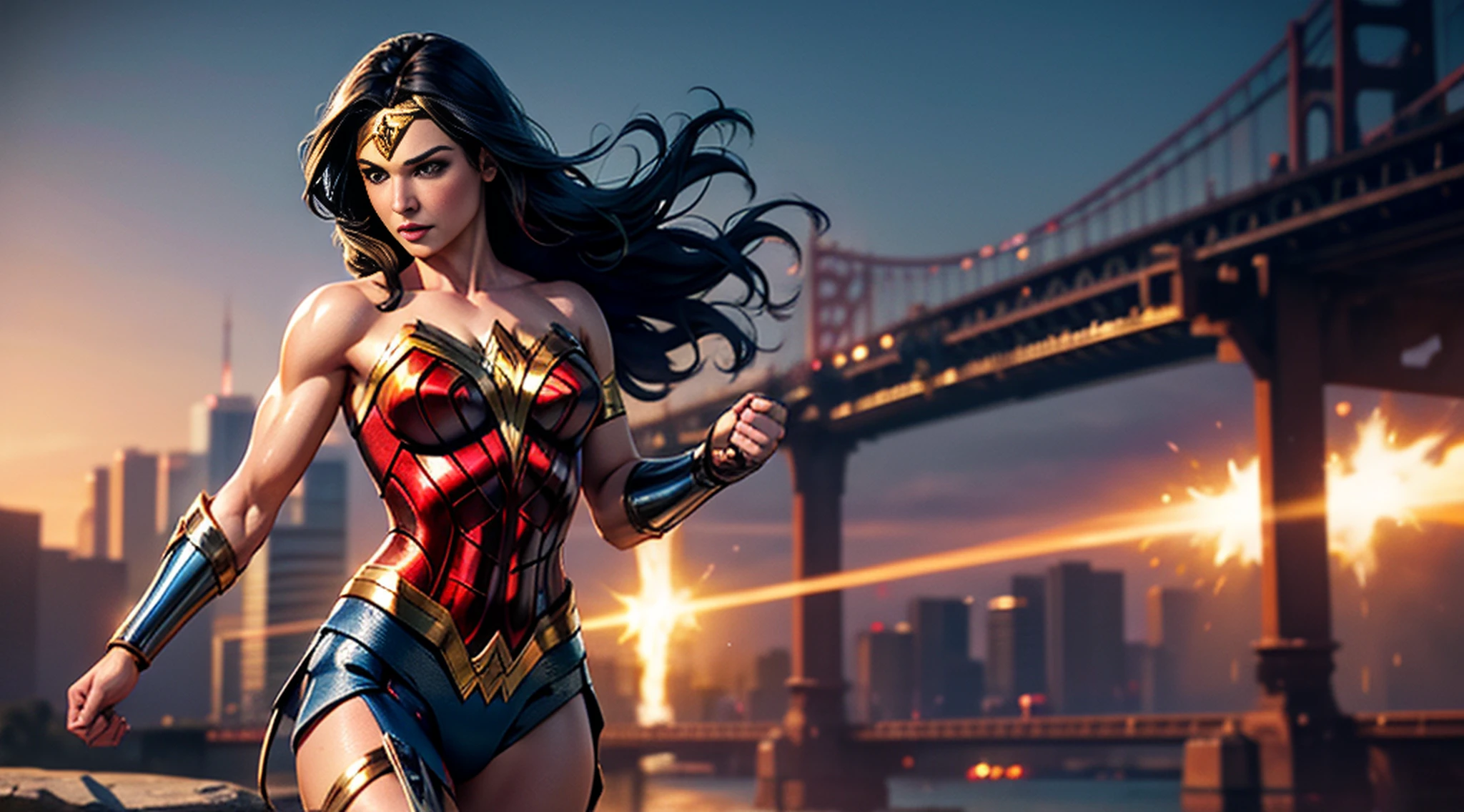 Shiny Lace Welding Wonder Woman, muscular athletic body, photo-realistic, octan render, Motor irreal, ultra-realistic