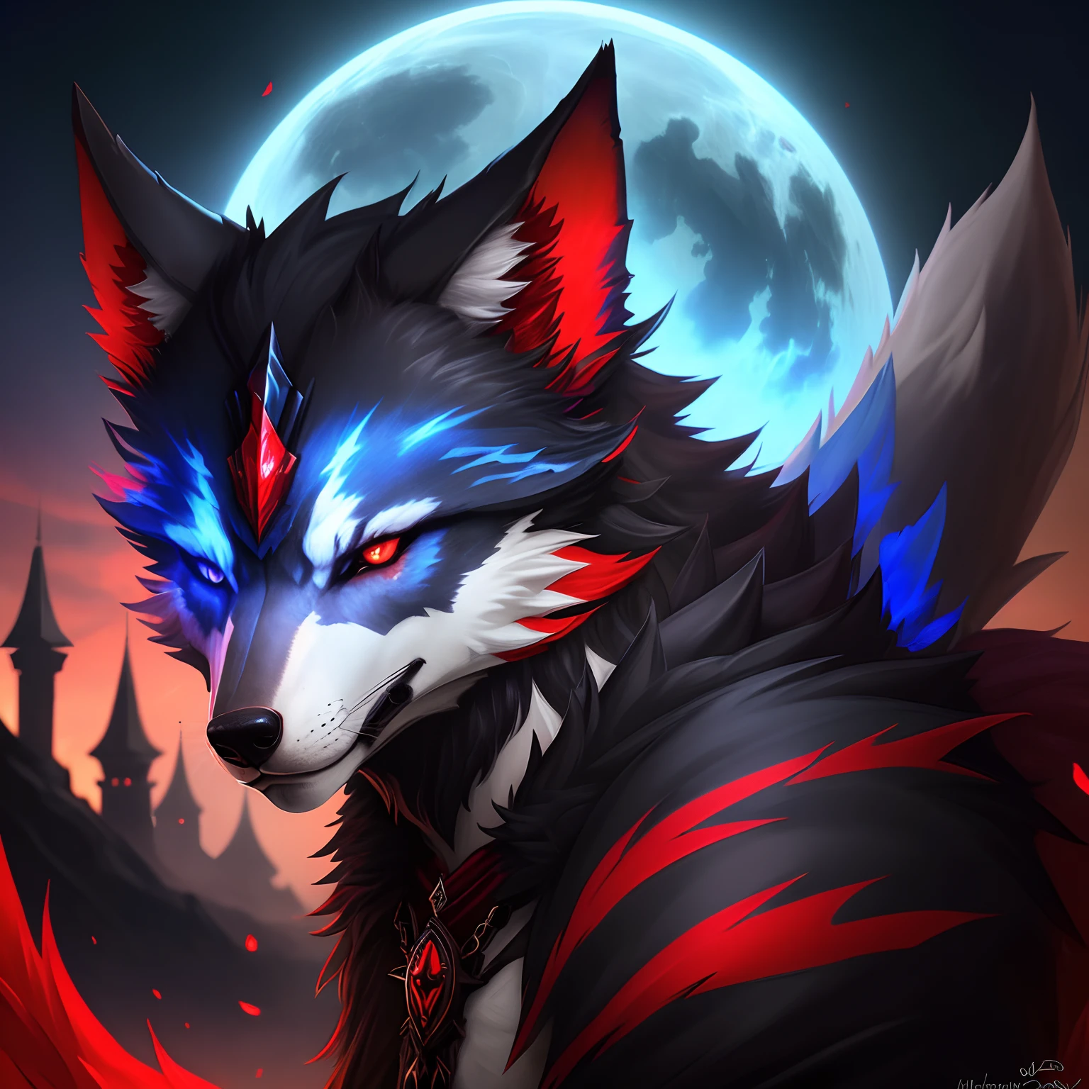 highly detailed, high quality, masterpiece, beautiful, (full shot, front view), dommy mommy, tall, voluptuous, large athletic female wolf, black fur, totally dark fur, white tribal markings thighs, red inner ear, ears a little long, red one piece swimsuit latex, cleavage overflow, busty, feet, 5 toes, toe claws, red claws, detailed feet, wide hips, curvy figure, curvaceous, fingers, smooth fur, long fur face, thick thighs, large thighs, wolf tail, fluffy tail, wide and long snut, long wolf's mane, red eyes, black clera, narrow eyes, curved eyebrows, thick eyebrows, black leaves, standing, Stretched legs, bent over, face down ass up, leaning slightly towards the viewer, hands on own ankles, Mocking Look, pleasure face, horny, in a space ship