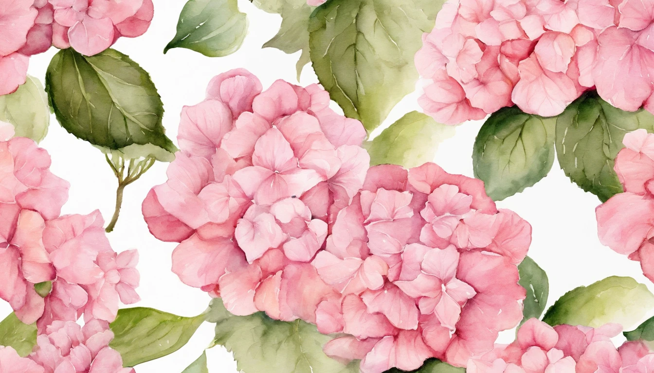 Design A blush pink hydrangea, white background, minimalistic art.