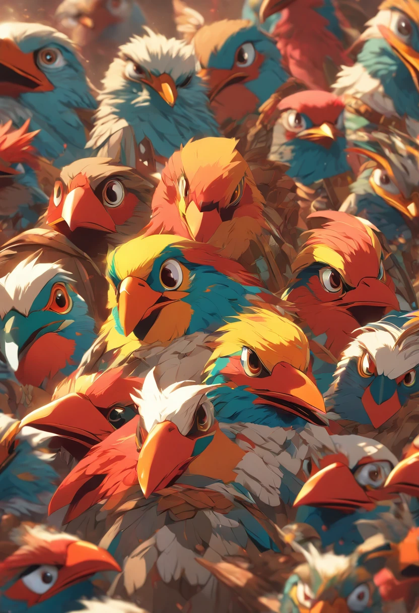 Giribird,Red mouth,green feathery hair,Long legs,adolable,cartoonish style,Cartoon concept art,The bird,Nice birds,Artistic sense --auto