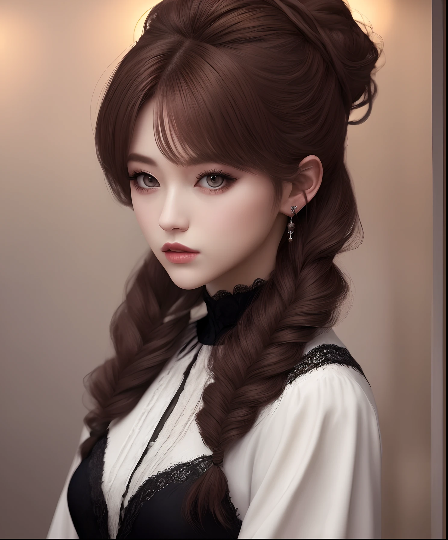 new moon aesthetic inspired character in detailed new moon aesthetic outfit and hairstyle, female