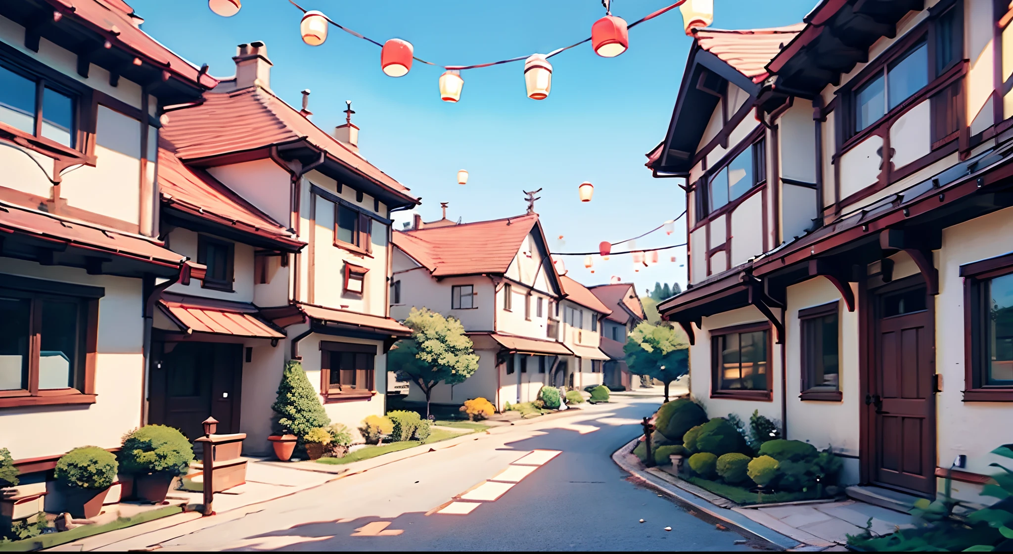 Lanterns are hung