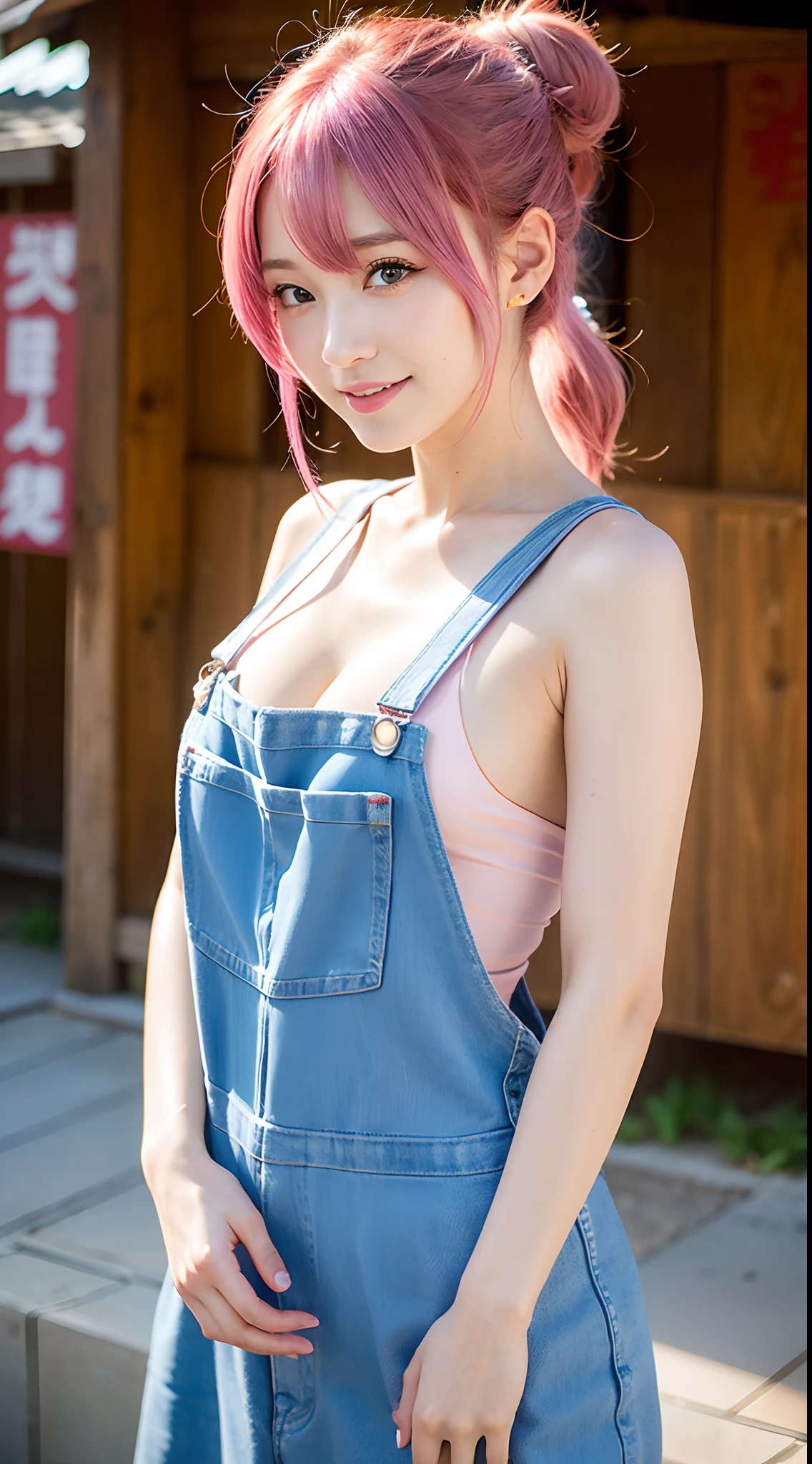 Best Quality, Face Focus, Soft light, 超A high resolution, (Photorealistic:1.4), Raw photo,Highlight the valley
Japan girls, Cute, (pupils on, Light in the eyes), Detailed beautiful face, (large boob),(High-resolution details of human skin texture),Frolic,Cute smile,Japan blue overalls
(Pink hair in a ponytail)、Japan blue overalls、Pig ears、indecency、shinny skin,ranch
Damask Shirt Dress,
(Portrait)