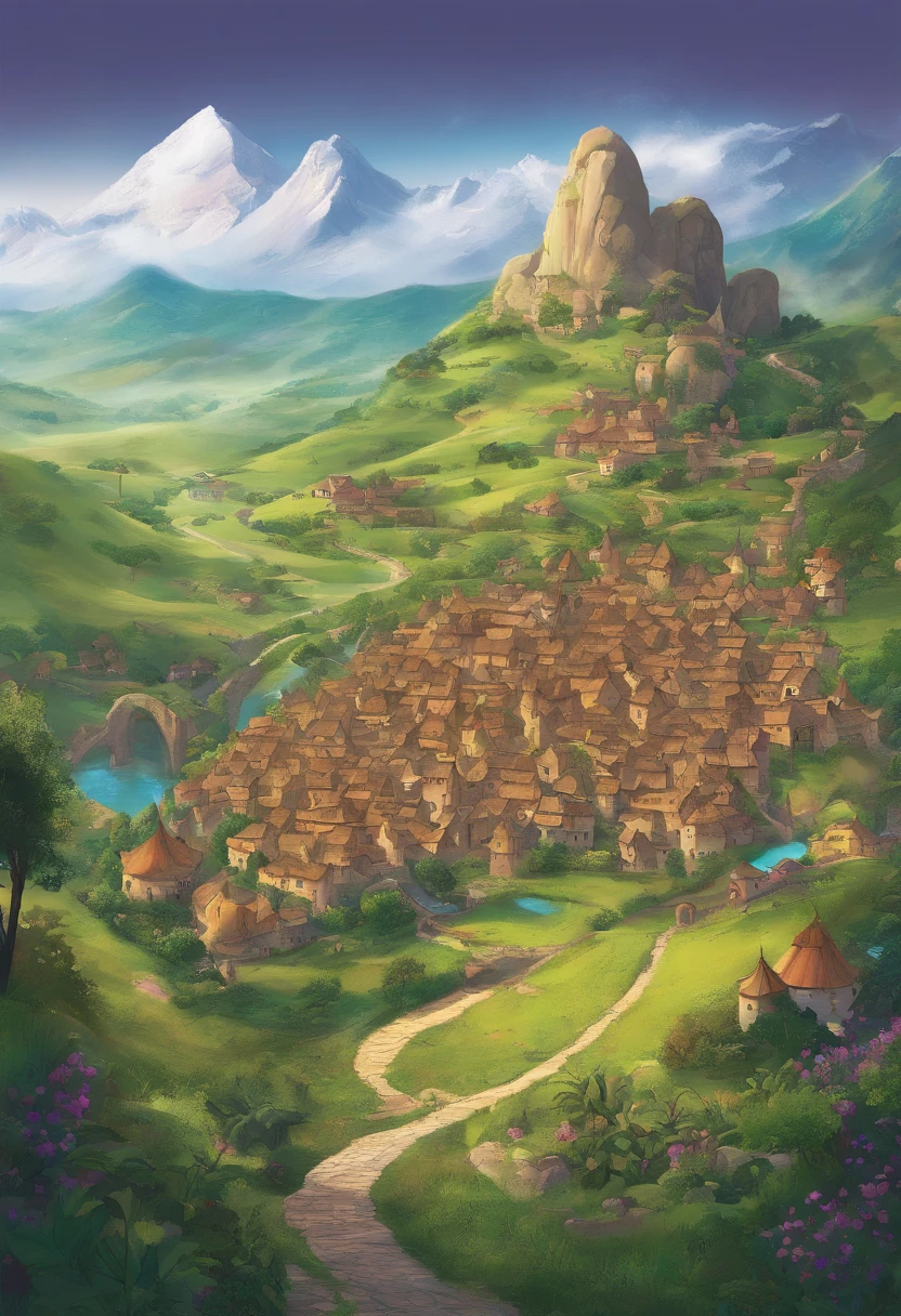 small village nestled among the lush green hills of Africa
