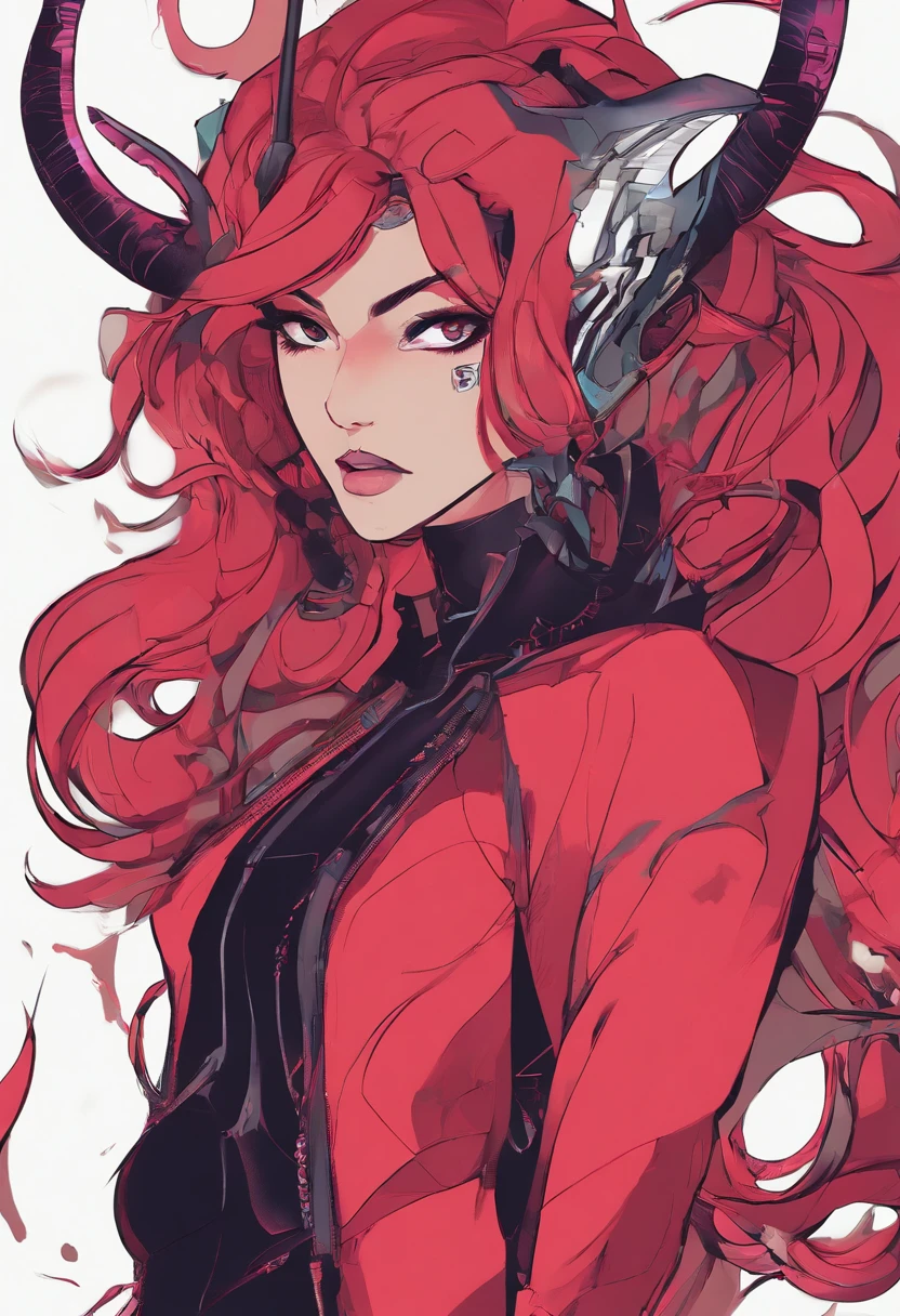 Garota anime com chifres do diabo e um top vermelho segurando uma faca, v do diabo pode chorar como um elfo, Tiefling, androgynous vampire, Demon girl, demoness, menina anime demon, succubus, Tiefling desonestos, Tiefling de D & d, tiefling female warlock, Retrato de Jinx de Arcane, Demon Slayer rui fanart, cabelo curto mullet, tatuada, tabby abdomen