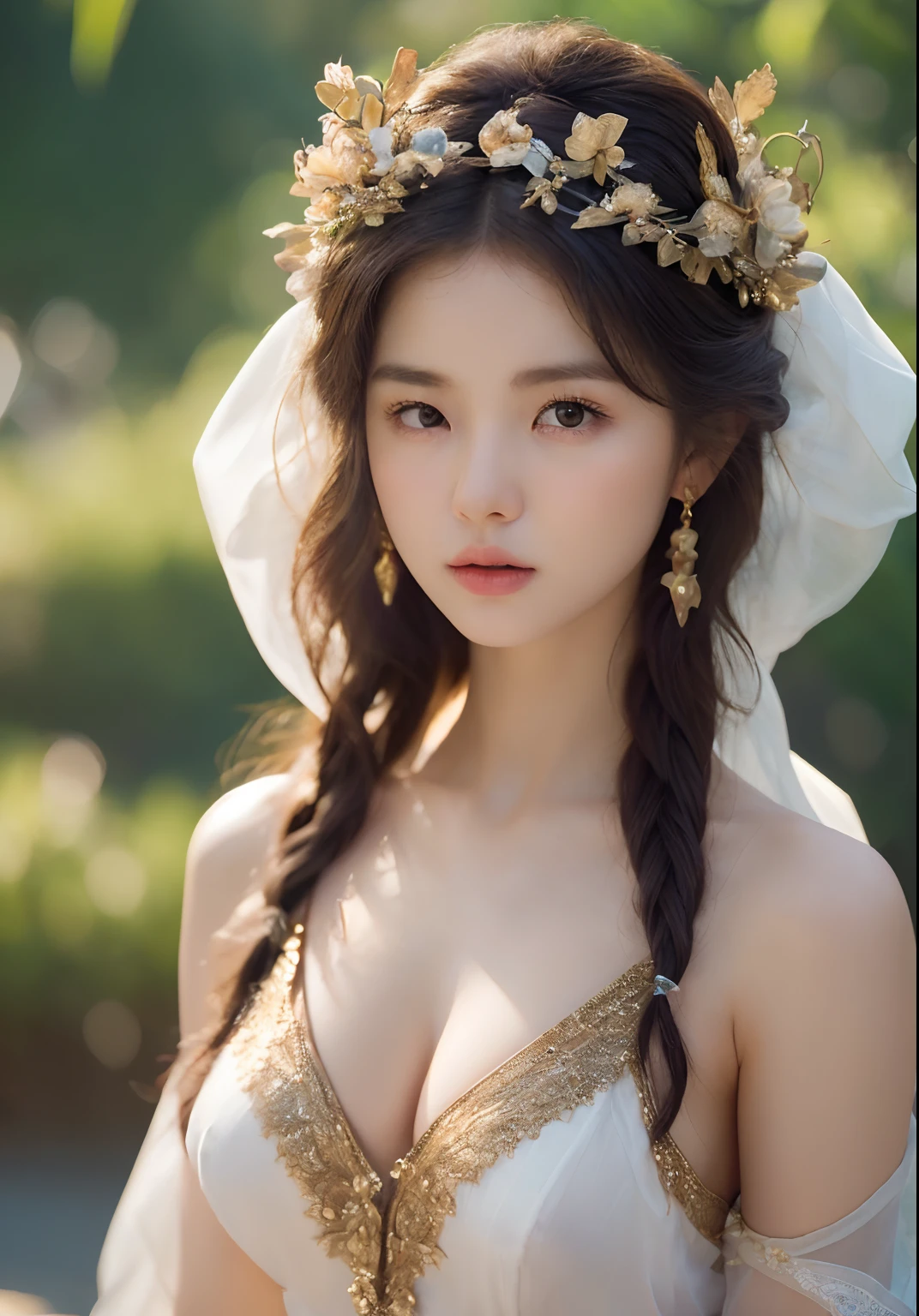 (daydream), 1girl, (beauty breast (upper body)), 1girl, transparent wear, (erotic_, (masterpiece)), kim Yoo-jung, (aphrodite goddess), pretty young face (Russian) (Asian), adept art, very best quality detailed face:1.5, eden (blur background),(8k HD graphic, (soft and chill light), best quality detailed ultra highres:1.2 dynamic lighting, artstation, winner photography, volumemetricslighting),