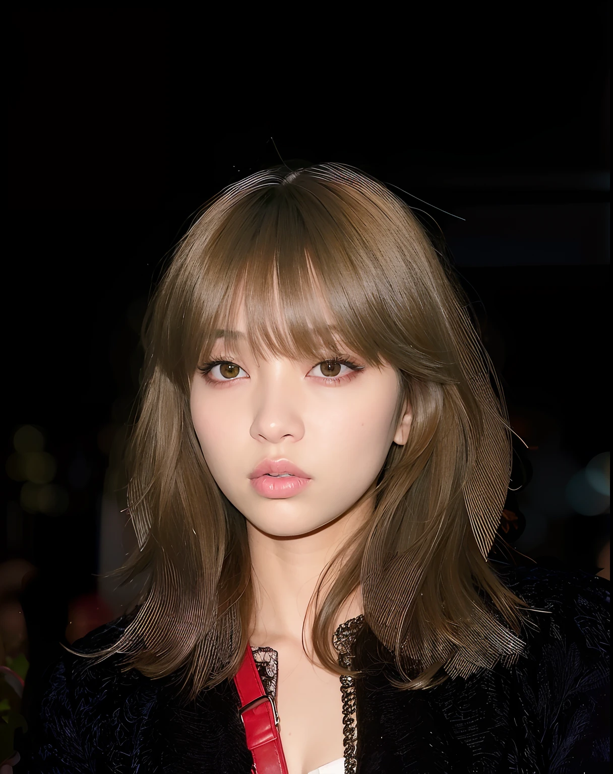Mujer arafed con el pelo largo y flequillo con una chaqueta negra, Lalisa Manoban de Blackpink, Retrato de Jossi de Blackpink, Flequillo partido en el centro, Lalisa Manobal, flequillo esponjoso, con flequillo, Retrato de Kpop Idol, portrait of female Korean idol, con flequillo completo, Jossi de Blackpink, Cabello limpio con flequillo