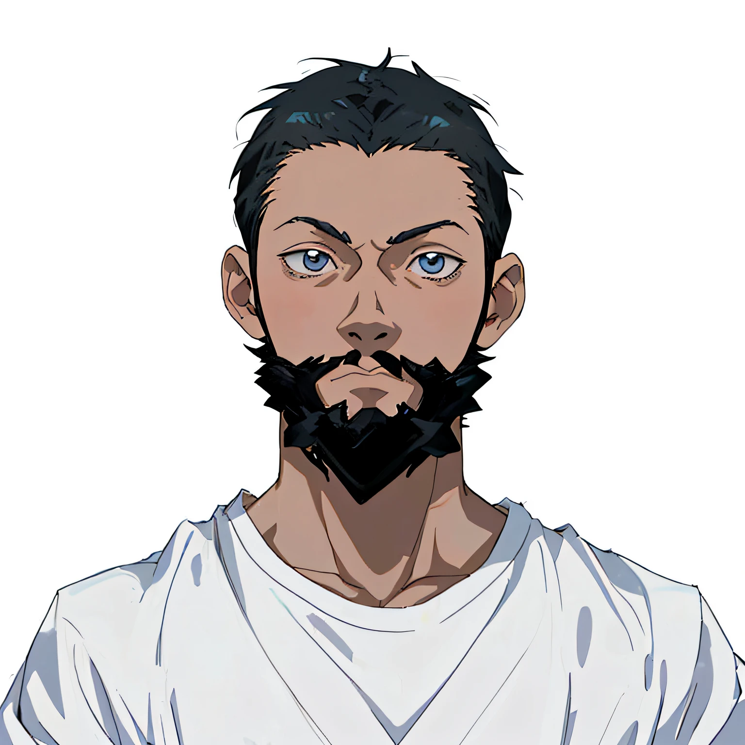 anime man who is really smart , white background