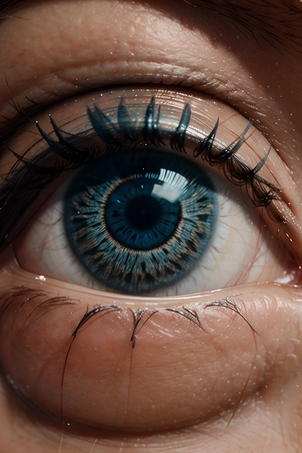 crie uma imagem em 3D de um olho com uma patologia de descolamento de retina