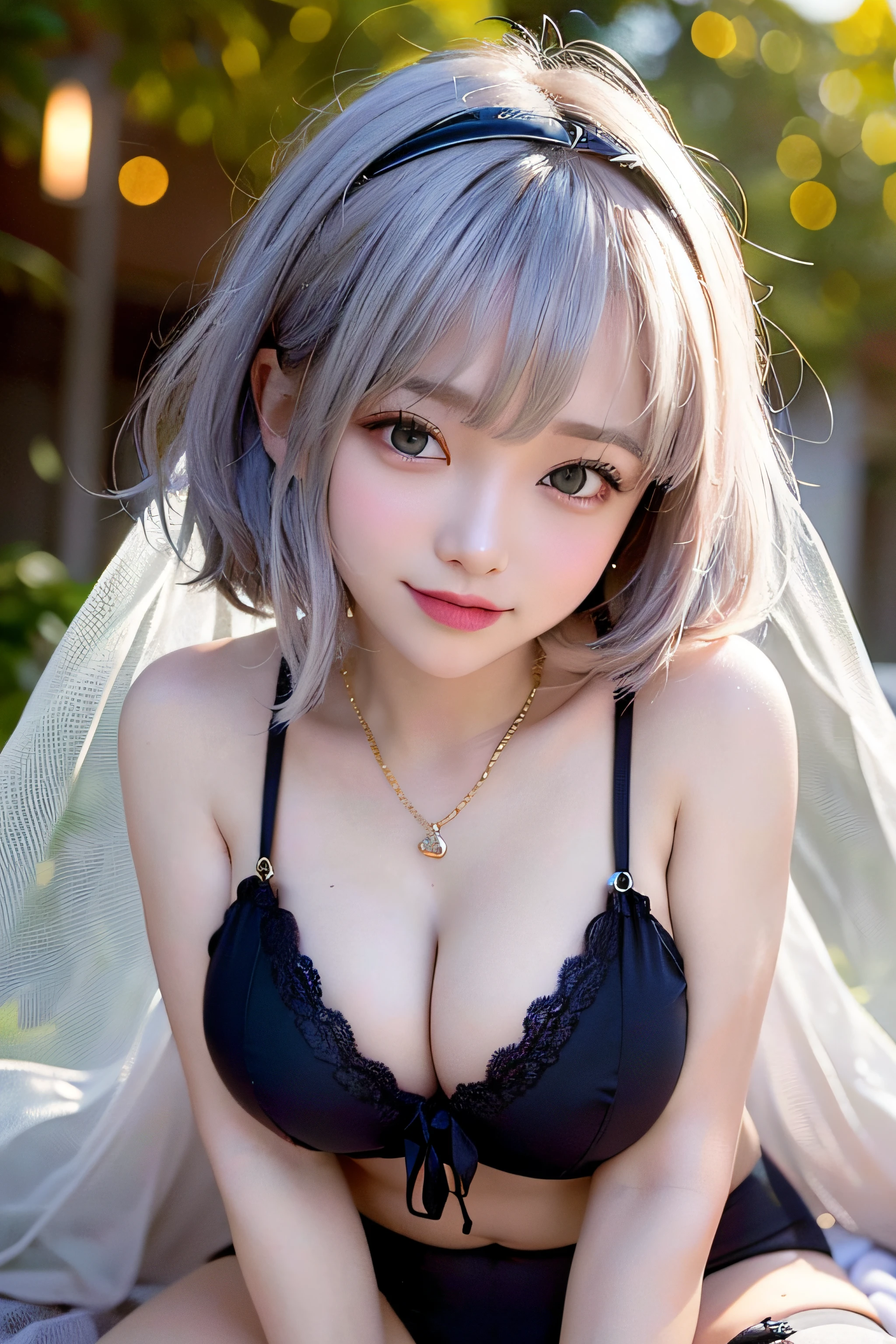 Full face， (Slim shoulder straps, Ultra-low-cut top)( Very close view )Women's watches，[Face view] , ((High slit panties))，clothes see-through (((Outdoor paradise))), ((Petals flying in the air ))，Light smile，，camel-toe,(Crystal colorful lights),，Soft clouds，(Cover with a scarf), ((Super short cute pattern cotton coat|no underwares|Slightly perspective ) ((greek architecture，Bohemian architecture，Hindu temples，Thai snacks，Thai style)) starrysky，Beautiful，hips bare，earring，Pink sexy yarn,（(Striped underwear、Black openwork underwear、Transparent embroidered tulle underwear set,Gold bracelets，Pink lace gloves)）Lace pantyhose、Lace gloves、Wedding headscarf、pearls necklace,（ dress）(Very small panties),Moles under eyes, ((Gray-pink hair))，Crystal glowing necklace
（（Masterpiece））,（realisticlying：1.2）,best qualtiy,high high quality,absurderes,rich colourful,stunning art,best qualtiy, ultra - detailed,beautifuldetails， reflective hair,Good lighting, Ray traching， depth of fields,ultra - detailed,illustratio,astounding,finedetail,The is very detailed， （（ultra - detailed））， （Beautiful Meticulous Girl）， Beautiful detail glow， Complicated details， A high resolution， Extremely refined and beautiful,beatiful detailed eyes， hdr， Round eyes, detailedfacialfeatures,（Round pupils：1.4） （illustratio）,（美丽细致的眼睛）（Very very detailed face））， ((depth of fields))((Solid)),（alluring face）(（ssmile：1.3）)， Smiling lips， （looking at viewert：1.1） closeup cleavage， wide wide shot， Side Body， photore， lewd poses ， Moody light， Sistine Phil Beldev, Smile，（（（Masterpiece，Best quality，A high resolution）））），Extremely detailed 8K，Beautiful girl with busty body，（hyper HD，ultra - detailed，High detail，high realistic，Ultra-realistic，Photo realism）,（1girll：1.5）,（realistic dark hair），Short curly hair，Bob cuts hair，（Dynamic posture）,A shallow smile,Open lips，Detailed eyes，Bigchest，(Breast enlargement)
（Beautiful and detailed face，Beautiful and delicate eyes），Sunlight）,（Beautiful buttocks 0.5），Color backlight