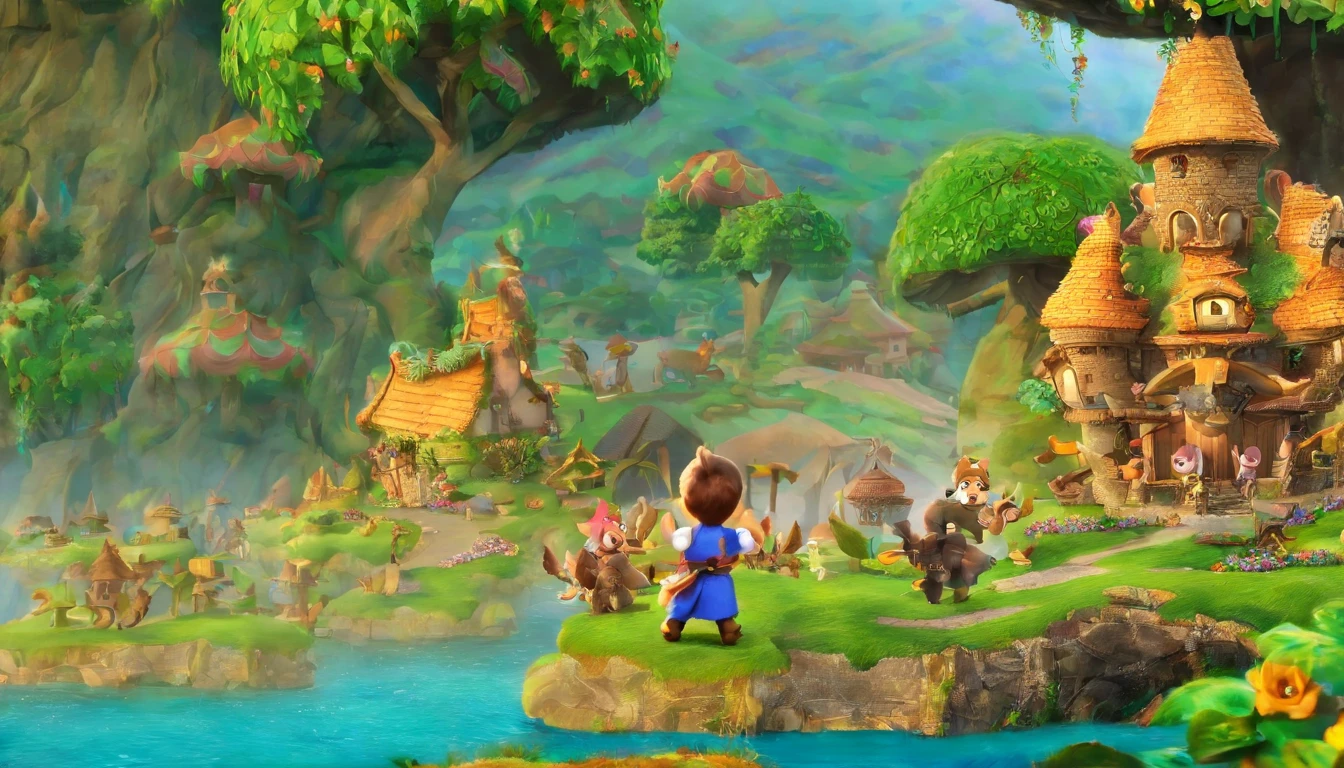 Two boys,Wave goodbye to the villagers,Prepare to return home