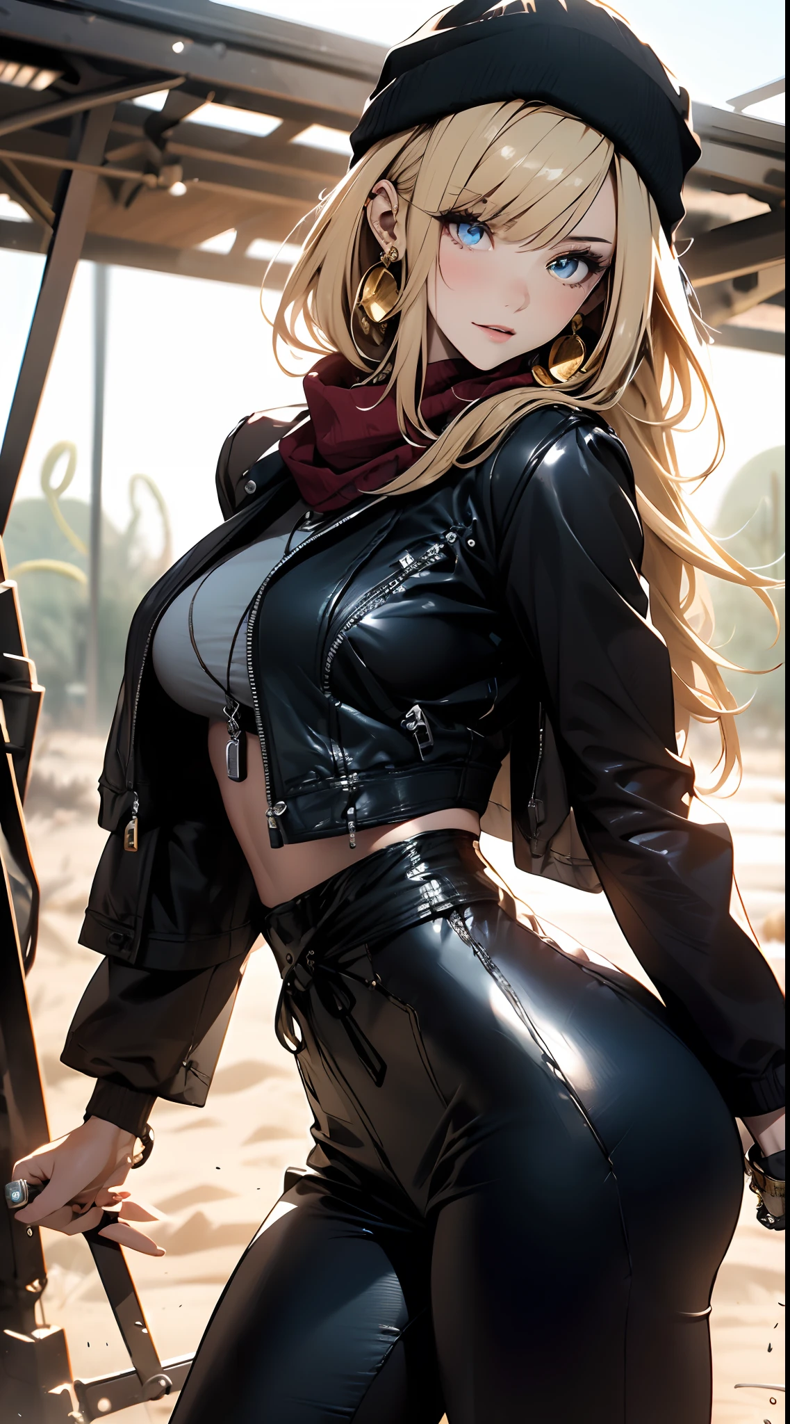 ((in a desert:1.5)), a matured woman with long hair and a white outfit, (resting in oasis:1.2, sitting:0.0), Arabic, Post apocalyps, from arknights, artwork in the style of guweiz, bodyesbian, fine details. girls frontline, beautiful anime illustration, from girls frontline, by Yang J, stunning, 26 years old, (solo:1.5), (sfw:1.25), sagging breast, large breasts, big tits, thin waist, big ass, Raised sexy, (dark mahogany medium long hair, updo, hair over one eye, asymmetric hair, Carly hair, low tied),(musulman, Headscarfs, hair bands, head vandage, Turban), (ultra high resolution, 8K RAW photo, photo realistics, weak outline:1.3, clear focus), best qualtiy, natural lighting, blurry back ground, field depth, (Bright pupils, detailed beautiful eyes, high detailed face), Red lip, looking at viewers, (tight focus:1.2, from above), sexy posing, seductive weak smiling, center image, (wearing white long jacket and clothes, wearing short pants, gold ornaments, white clothes rolling around waist, camel-brown long leather boots, translucent lace pantyhose), ((correct anatomy:1.5)), ((outdoor:1.2)),