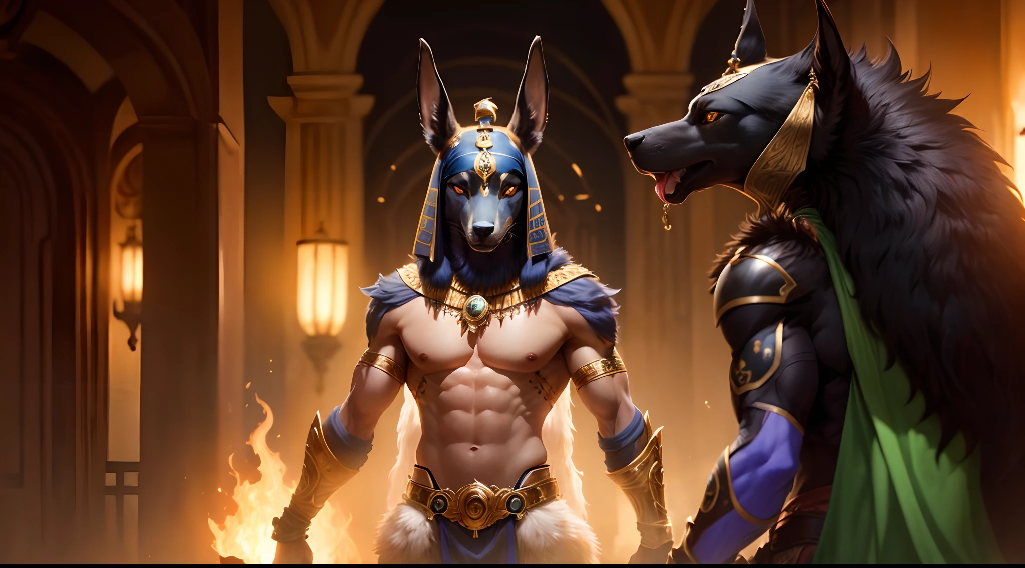 Criar imagem de Anubis metade esqueleto