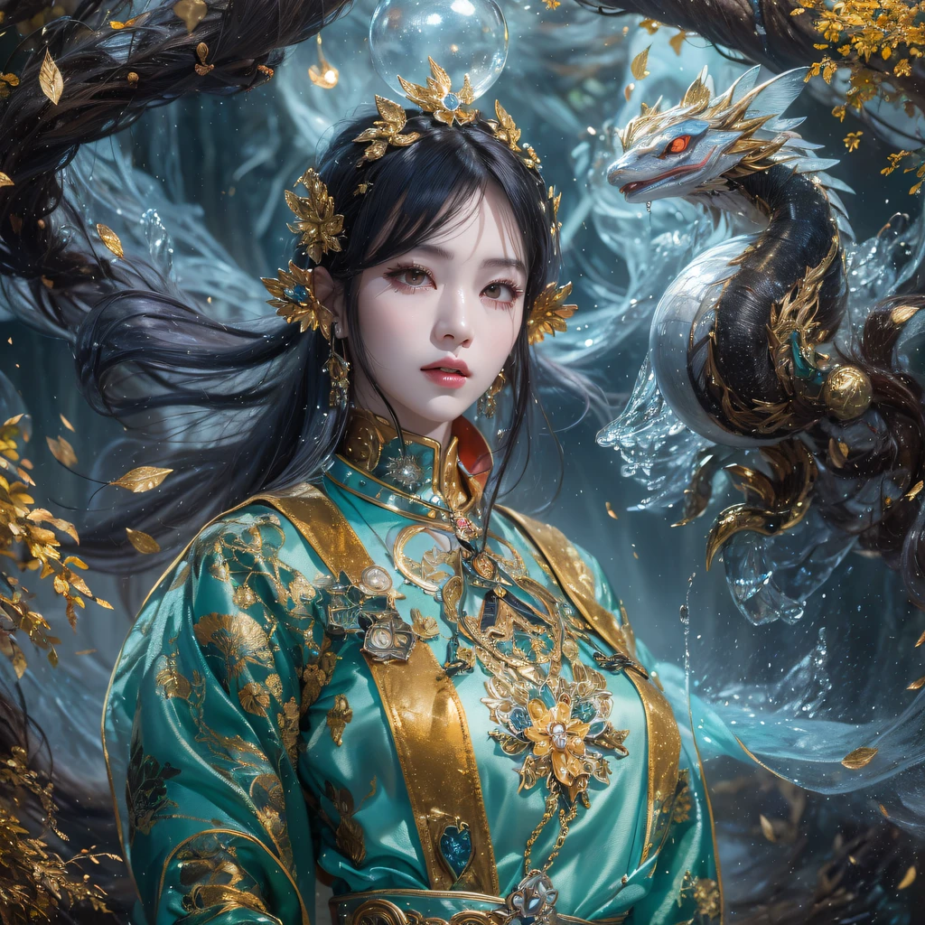 Fly the Nine-Tailed Light Blue Sky Division Flame Hairy Bear Star，Erotic，Torch Night Black Gold Orange Brocade Silk Snake Print Silk Pants，Rouge diamond tulle sheer lizard-patterned leggings，Fat Girl Space Flying in the Snow 1:900 miniatures，Front view，Pure transparency，Wear boxing gloves，Wear thick-rimmed reflective sunglasses with gold threads，Panorama ultra-wide angle，extremely happy，The texture of the real person is delicate，Strong visual impact，Hyper-detailing，Dream girl，Refined face，prettyeyes，Hair strands float in the air， Cherry model，Ouyang Xiaotong，crystal-clear，Good sense of perspective，Light and shadow effects，16K smooth，Surface reflected light，Flowing black hair，Water Goddess 32K，复杂，ellegance，highly  detailed，A majestic，Digital photography，Autumn cowboy shot，surrealism painting，Broken rubies，Beating magic，Entwined water magic，（tmasterpiece，Cinematic light，Fine beautiful eyes：1.2），hdr，Void 5 Energy Storm，(China 1 girl，Black eyes:1.5），Rouge skin，Glowing skin，(sitting on the stone：1.5），delicated face，Black color hair，Put on palatial gold armor，cropped shoulders，，short  skirt，Beautiful golden armor，Rained，big breasts beautiful，looking at viewert，Face away from the camera，tmasterpiece，Lateral face,Side portrait close-up