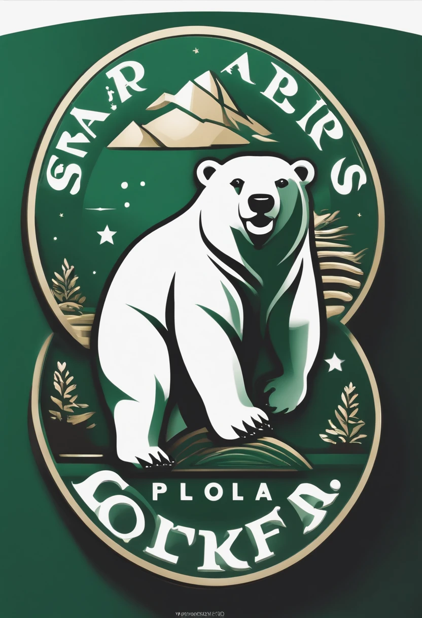 Brand logo associated with polar bear badge，Minimalist design，Starbucks style icon，Well-designed, modern, excellent quality, Full HD 9K and natural lighting