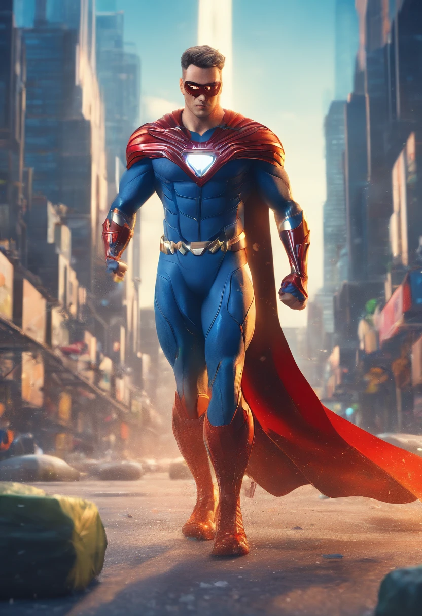NFT 3 - Tema: Reciclagem (Cor: Azul e Branco, Superhero style)
Prompt:
Crie um NFT inspirado na reciclagem, destacando as cores azul e branco como elementos principais. Neste NFT, You must represent a superhero who embodies environmental awareness and action. The superhero should be portrayed in a highly detailed and realistic manner, with a technological approach and metallic effects. The image should emphasize the importance of recycling as a means of protecting our planet and convey the idea that the superhero is committed to saving the environment.