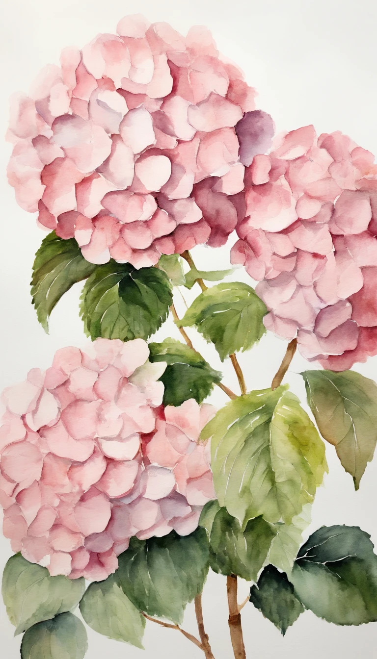 blush pink hydrangea, white background