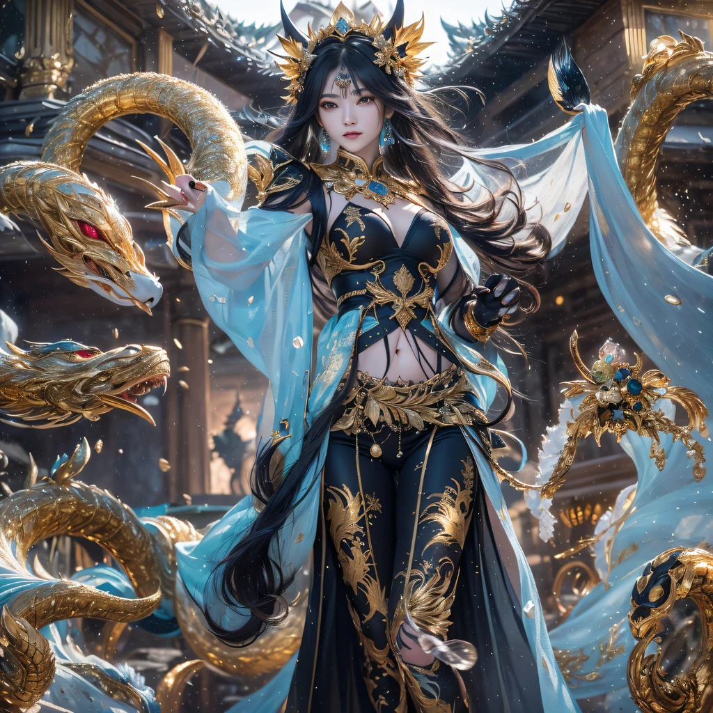 Fly the Nine-Tailed Light Blue Sky Division Flame Hairy Bear Star,Erotic,Torch Night Black Gold Orange Brocade Silk Snake Print Silk Pants,Rouge diamond tulle sheer lizard-patterned leggings,Fat Girl Space Flying in the Snow 1:900 miniatures,Front view,Pure transparency,Wear boxing gloves,Wear thick-rimmed reflective sunglasses with gold threads,Panorama ultra-wide angle,extremely happy,The texture of the real person is delicate,Strong visual impact,Hyper-detailing,Dream girl,Refined face,prettyeyes,Hair strands float in the air, Cherry model,Ouyang Xiaotong,crystal-clear,Good sense of perspective,Light and shadow effects,16K smooth,Surface reflected light,Flowing black hair,Water Goddess 32K,复杂,ellegance,highly detailed,A majestic,Digital photography,Autumn cowboy shot,surrealism painting,Broken rubies,Beating magic,Entwined water magic,(tmasterpiece,Cinematic light,Fine beautiful eyes:1.2),hdr,Void 5 Energy Storm,(China 1 girl,Black eyes:1.5),Rouge skin,Glowing skin,(sitting on the stone:1.5),delicated face,Black color hair,Put on palatial gold armor,cropped shoulders,,short skirt,Beautiful golden armor,Rained,big breasts beautiful,looking at viewert,Face away from the camera,tmasterpiece,Lateral face,Side portrait close-up