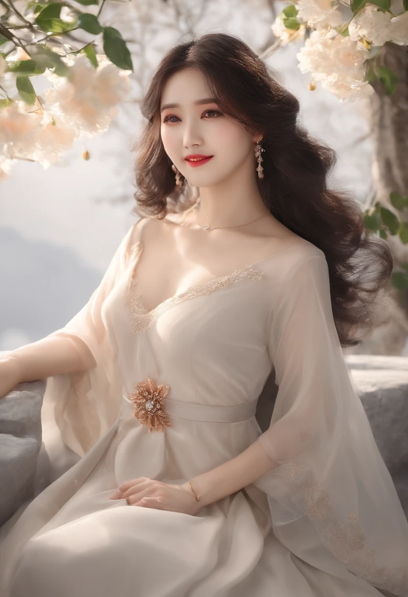 ((Best quality, 8K, Masterpiece: 1.3)),Winters,snow landscape,Beautiful teenage girl, 20-year-old beauty,Pure beauty, In addition, Melon seed face,Danfeng Eyes,二重まぶた,Lying silkworm eyebrows,long eyelasher,The face is like a peach blossom, Hair like ink,The sideburns are gently hooked,Teeth are like pearls, Eyes like autumn water,Smile shyly,Refreshed, Graceful,Light as a fairy,Walk like a floater, The dress is plain,The color is indifferent,High temperament。 Extraordinary intelligence,Poetic calligraphy,Know it all, Cold temperament,unfazed by,Indomitable, Delicate face, Black eyes,Dark black hair,The body is elegant and colorful,Reveals a slender waist,Friendly and lovely, Sweet smile, Pure desire,(Upper Eye,grinning smile:1.5), Slender body, (s whole body), (Tilted head), ((looking at the camera in)), Medium black silky loose waves,, Long flowing shoulders,Random color,Wear a long cardigan with tan embroidery,围巾,depth of fields,Real light,Ray traching,OC renderer,UE5 renderer,Hyper-realistic,best qualtiy,8K,Works of masters,super-fine,Detailed pubic hair,Correct anatomy, thicc, Gorgeous young Korean woman, beautiful Korean women, character is in her natural pose, From the front, Good hips and long legs, curvy hourglass figure,(Coquettish,Hot,wave,Coquettish,Hot,expressioness),Hot and lovely woman,
