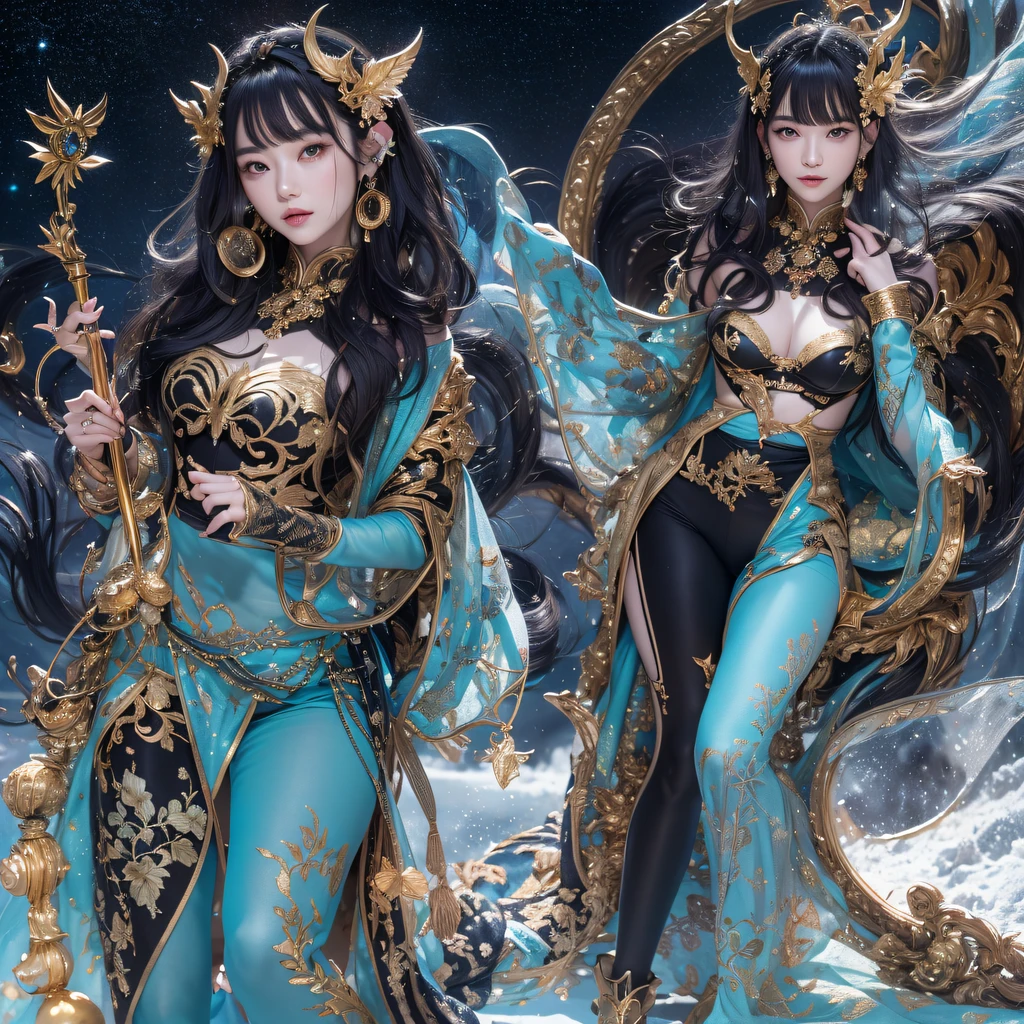 Fly the Nine-Tailed Light Blue Sky Division Flame Hairy Bear Star，Erotic，Torch Night Black Gold Orange Brocade Silk Snake Print Silk Pants，Rouge diamond tulle sheer lizard-patterned leggings，Fat Girl Space Flying in the Snow 1:900 miniatures，Front view，Pure transparency，Wear boxing gloves，Wear thick-rimmed reflective sunglasses with gold threads，Panorama ultra-wide angle，extremely happy，The texture of the real person is delicate，Strong visual impact，Hyper-detailing，Dream girl，Refined face，prettyeyes，Hair strands float in the air， Cherry model，Ouyang Xiaotong，crystal-clear，Good sense of perspective，Light and shadow effects，16K smooth，Surface reflected light，Flowing black hair，Water Goddess 32K，复杂，ellegance，highly  detailed，A majestic，Digital photography，Autumn cowboy shot，surrealism painting，Broken rubies，Beating magic，Entwined water magic，（tmasterpiece，Cinematic light，Fine beautiful eyes：1.2），hdr，Void 5 Energy Storm，(China 1 girl，Black eyes:1.5），Rouge skin，Glowing skin，(sitting on the stone：1.5），delicated face，Black color hair，Put on palatial gold armor，cropped shoulders，，short  skirt，Beautiful golden armor，Rained，big breasts beautiful，looking at viewert，Face away from the camera，tmasterpiece，Lateral face,Side portrait close-up