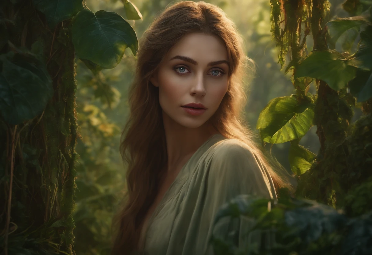 (best quality,4k,8k,highres,masterpiece:1.2),ultra-detailed,realistic,photorealistic:1.37,girl in a garden,beautiful detailed eyes,beautiful detailed lips,extremely detailed eyes and face,longeyelashes,danger,creeping vines,mysterious sounds of the jungle,threatening vines creeping at every step,spine-chilling sounds of the jungle,medium:oil painting,detailed green foliage,ethereal atmosphere,sunlight filtering through the trees,lush and vibrant garden,vivid colors,hidden dangers lurking,fear in her eyes,ominous atmosphere,treacherous vines ready to ensnare,eerie ambiance,2girls surrounded by a garden filled with treacherous vines,mysterious rustling of leaves.