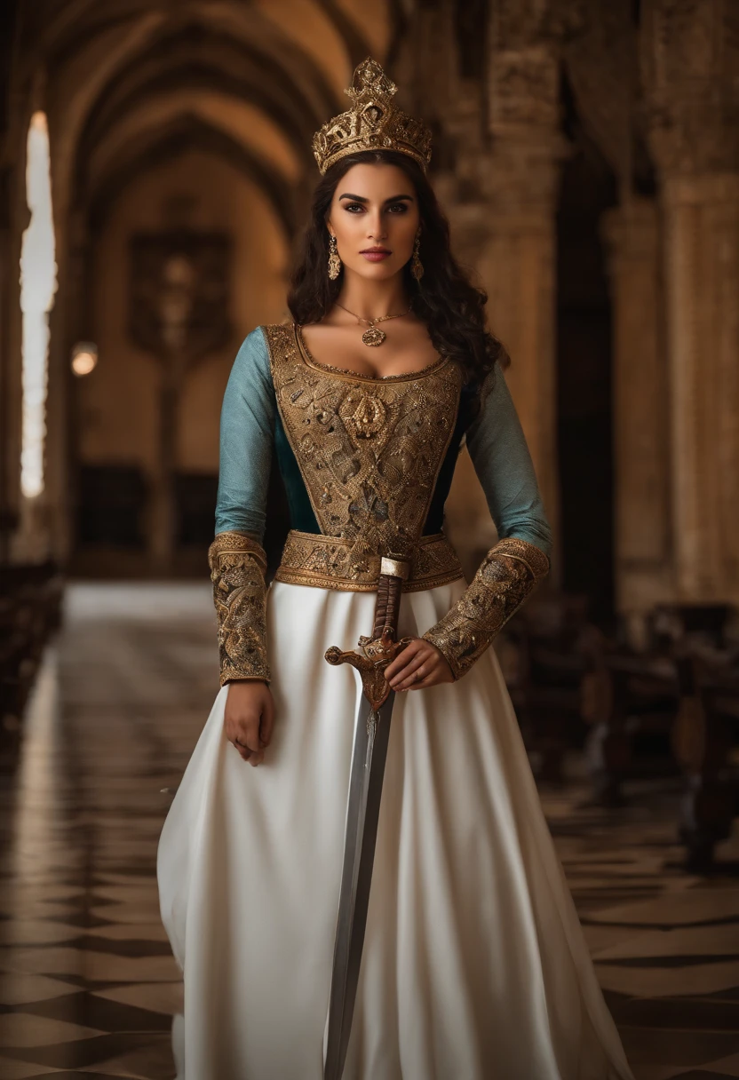 Cavaleiros reais,Linda armadura pesada envolve todo o corpo,programa,Females,meia idade, alto e poderoso,Point the Knight's Sword at the ground,retrato,clivagem em close-up,solene,peito chato,Modesto,humilde,cinemactic, HDR, primitivo, intrincado, alta qualidade, Tons lindos, detalhes intrincados, super-fino,OC rendering
