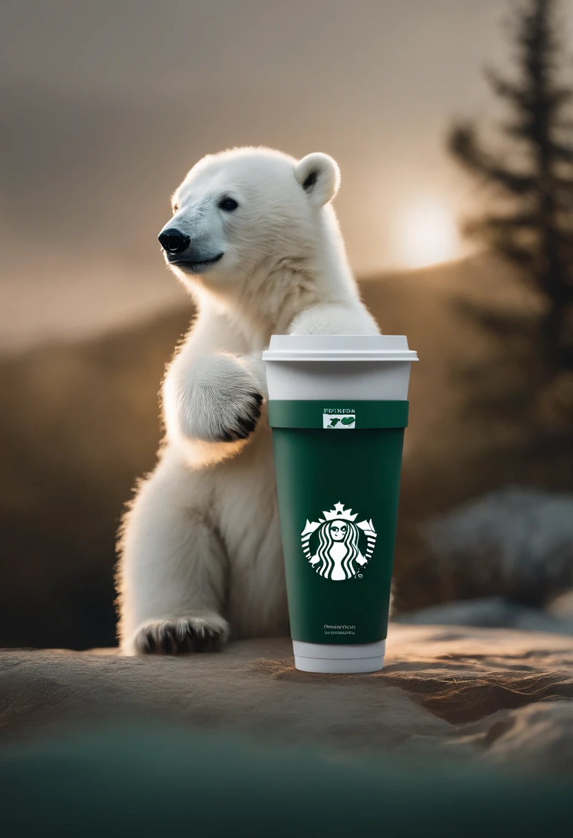 Logo brand logo,Related polar bears，sportrait，badges，Minimalist design，Starbucks style icon，Well designed，Modern excellent quality Full HD 9K and natural lighting