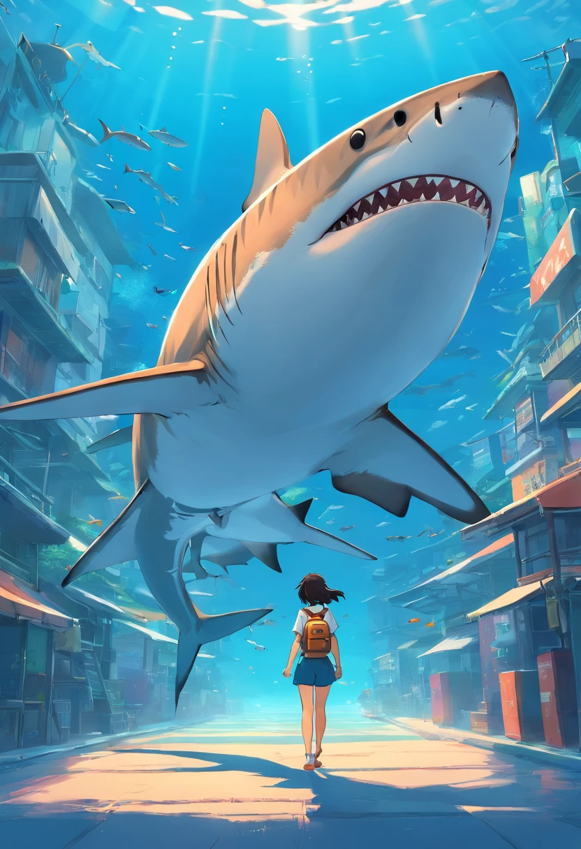 Tiger shark, , vectorial, one color background