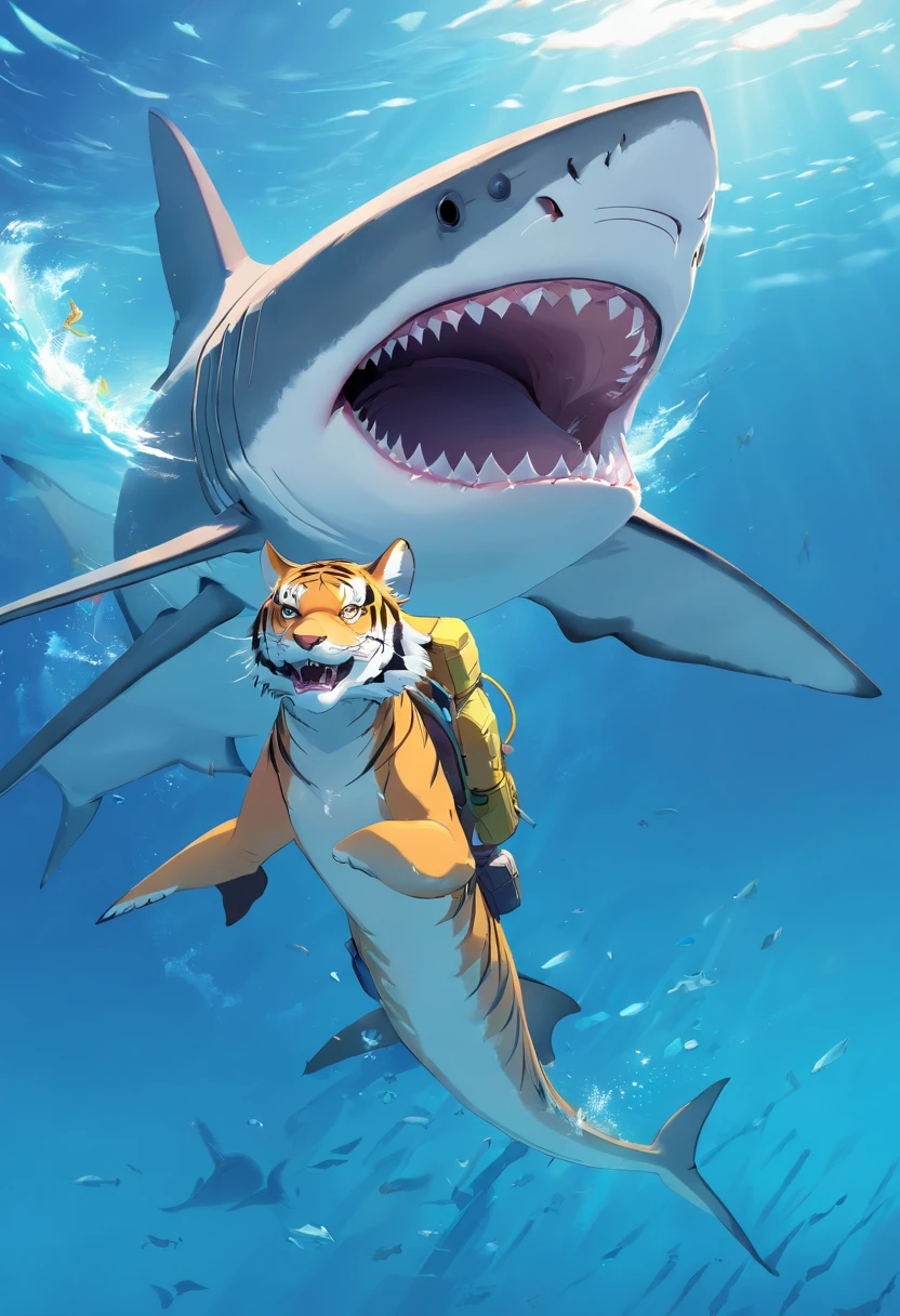 Tiger shark, , vectorial, one color background