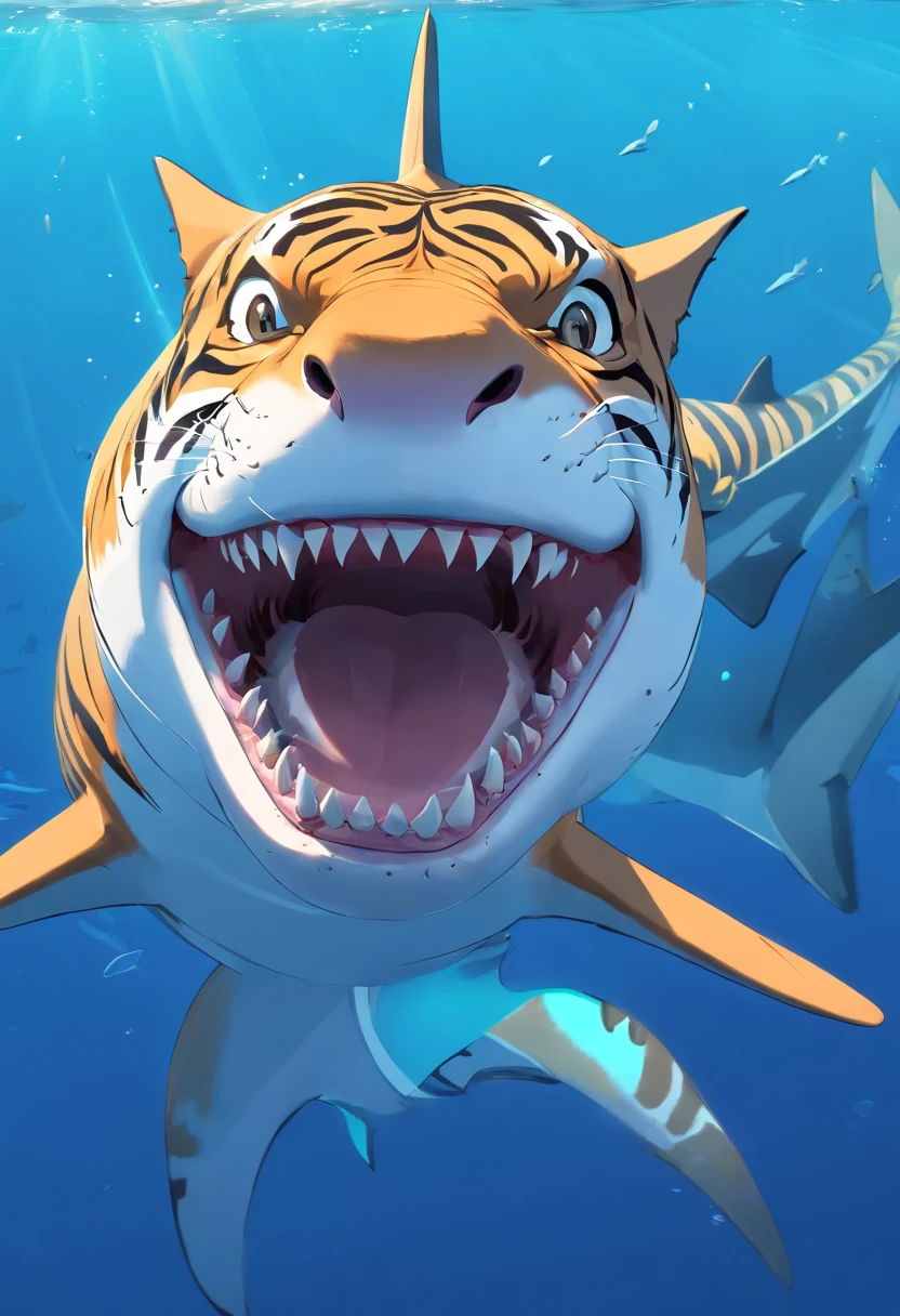 Tiger shark, , vectorial, one color background