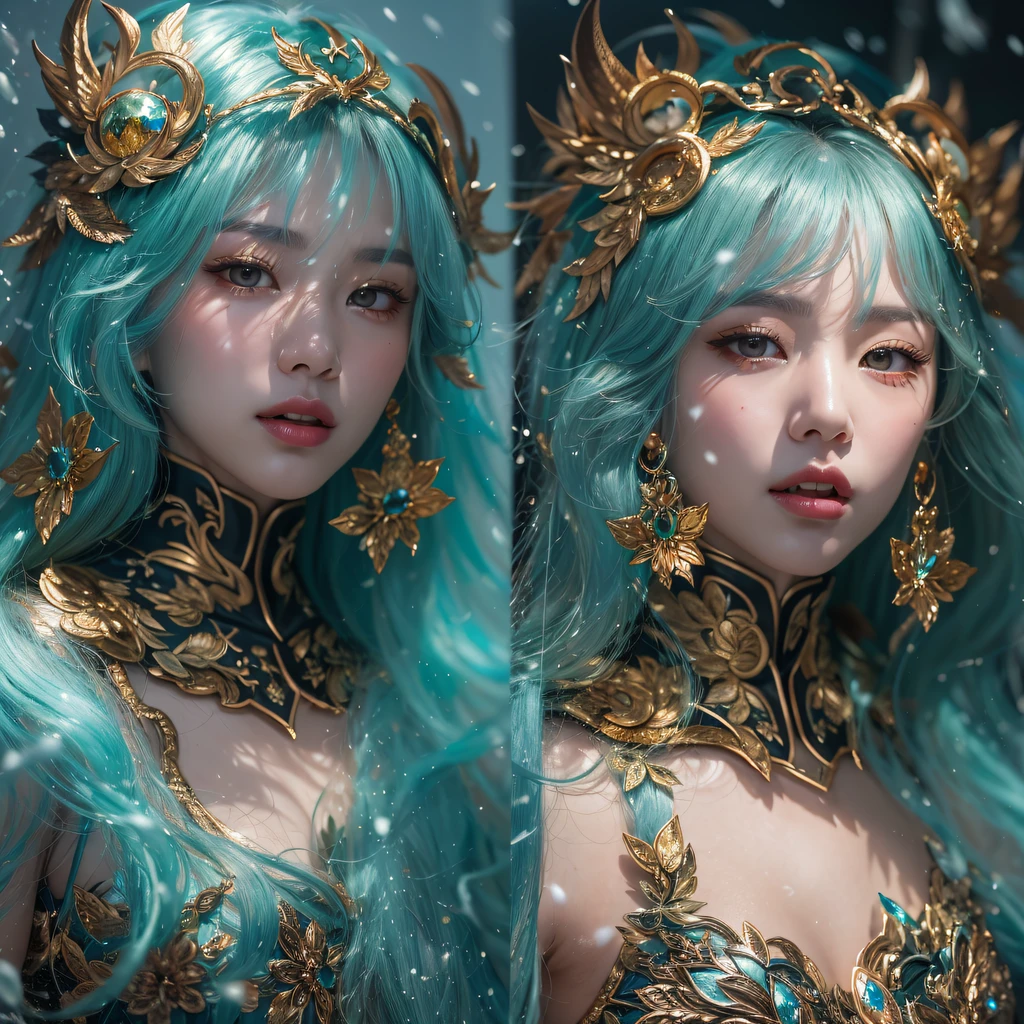 Fly the Nine-Tailed Light Blue Sky Division Flame Hairy Bear Star,Erotic,Torch Night Black Gold Orange Brocade Silk Snake Print Silk Pants,Rouge diamond tulle sheer lizard-patterned leggings,Fat Girl Space Flying in the Snow 1:900 miniatures,Front view,Pure transparency,Wear boxing gloves,Wear thick-rimmed reflective sunglasses with gold threads,Panorama ultra-wide angle,extremely happy,The texture of the real person is delicate,Strong visual impact,Hyper-detailing,Dream girl,Refined face,prettyeyes,Hair strands float in the air, Cherry model,Ouyang Xiaotong,crystal-clear,Good sense of perspective,Light and shadow effects,16K smooth,Surface reflected light,Flowing black hair,Water Goddess 32K,复杂,ellegance,highly detailed,A majestic,Digital photography,Autumn cowboy shot,surrealism painting,Broken rubies,Beating magic,Entwined water magic,(tmasterpiece,Cinematic light,Fine beautiful eyes:1.2),hdr,Void 5 Energy Storm,(China 1 girl,Black eyes:1.5),Rouge skin,Glowing skin,(sitting on the stone:1.5),delicated face,Black color hair,Put on palatial gold armor,cropped shoulders,,short skirt,Beautiful golden armor,Rained,big breasts beautiful,looking at viewert,Face away from the camera,tmasterpiece,Lateral face,Side portrait close-up