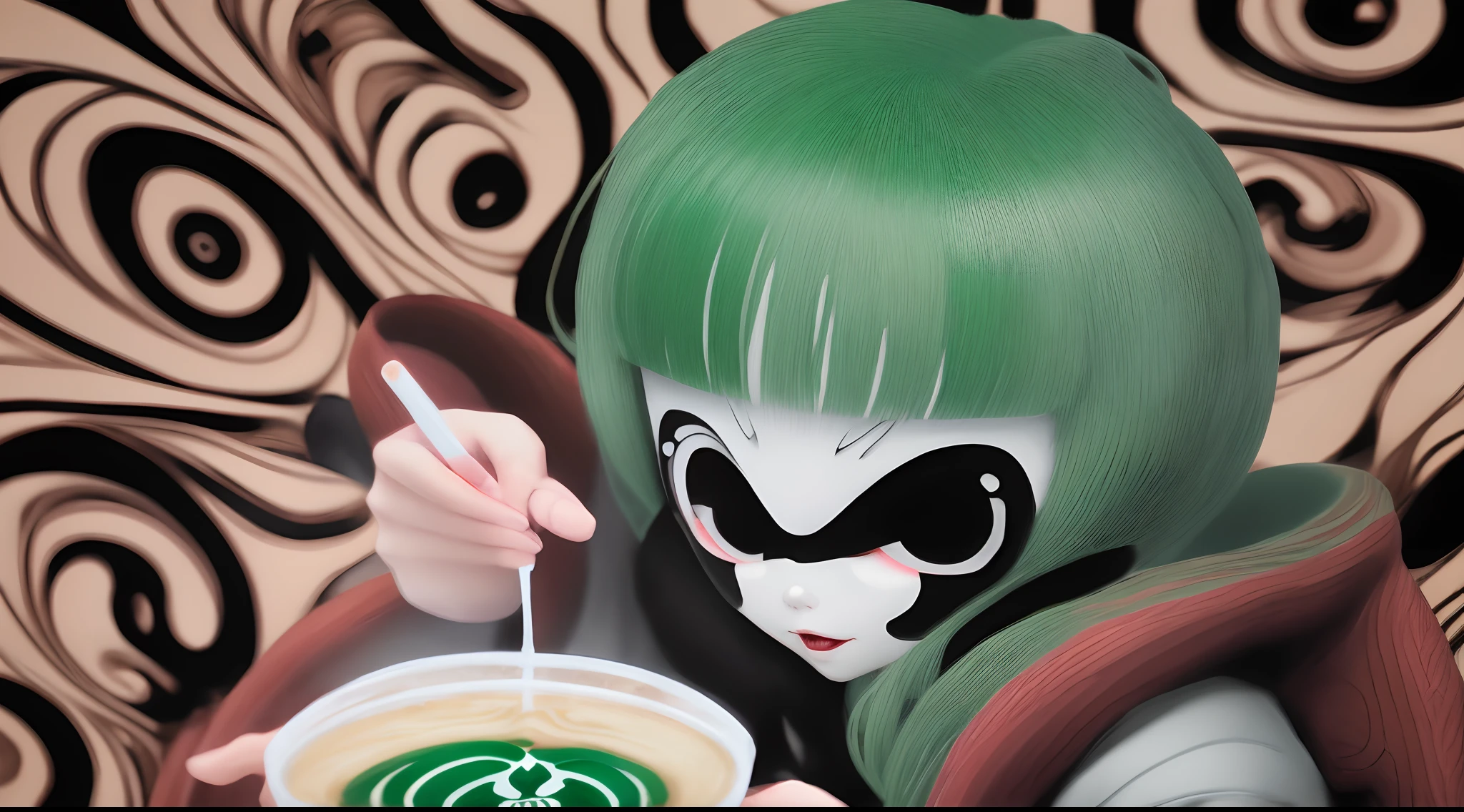 Junji ito art style but venti from genshin impact