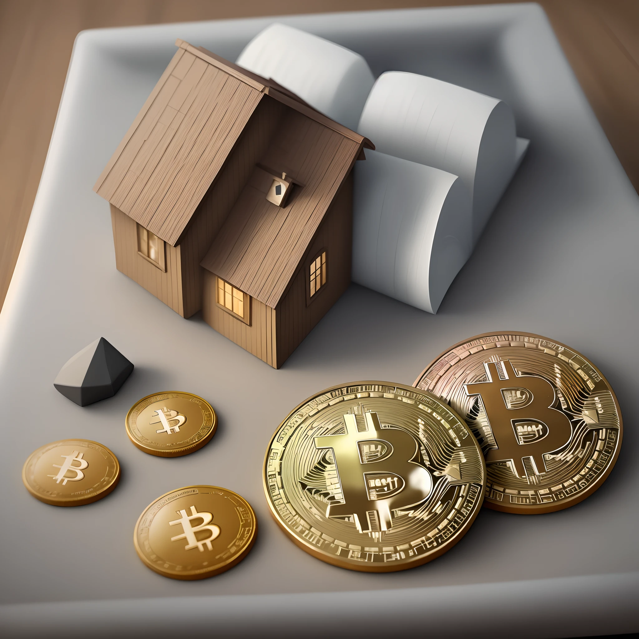 Create a house with Bitcoin logo